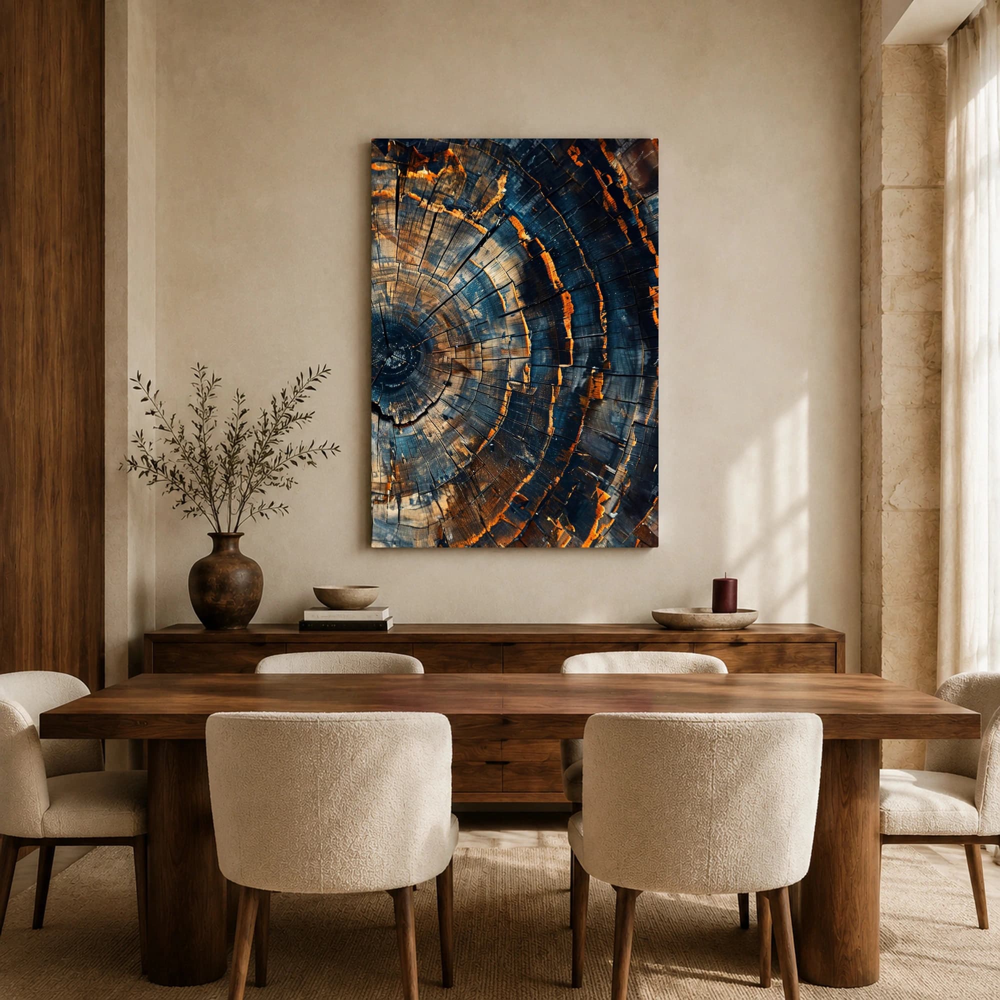 Charred Timber Rings Abstract Wall Art, view 6