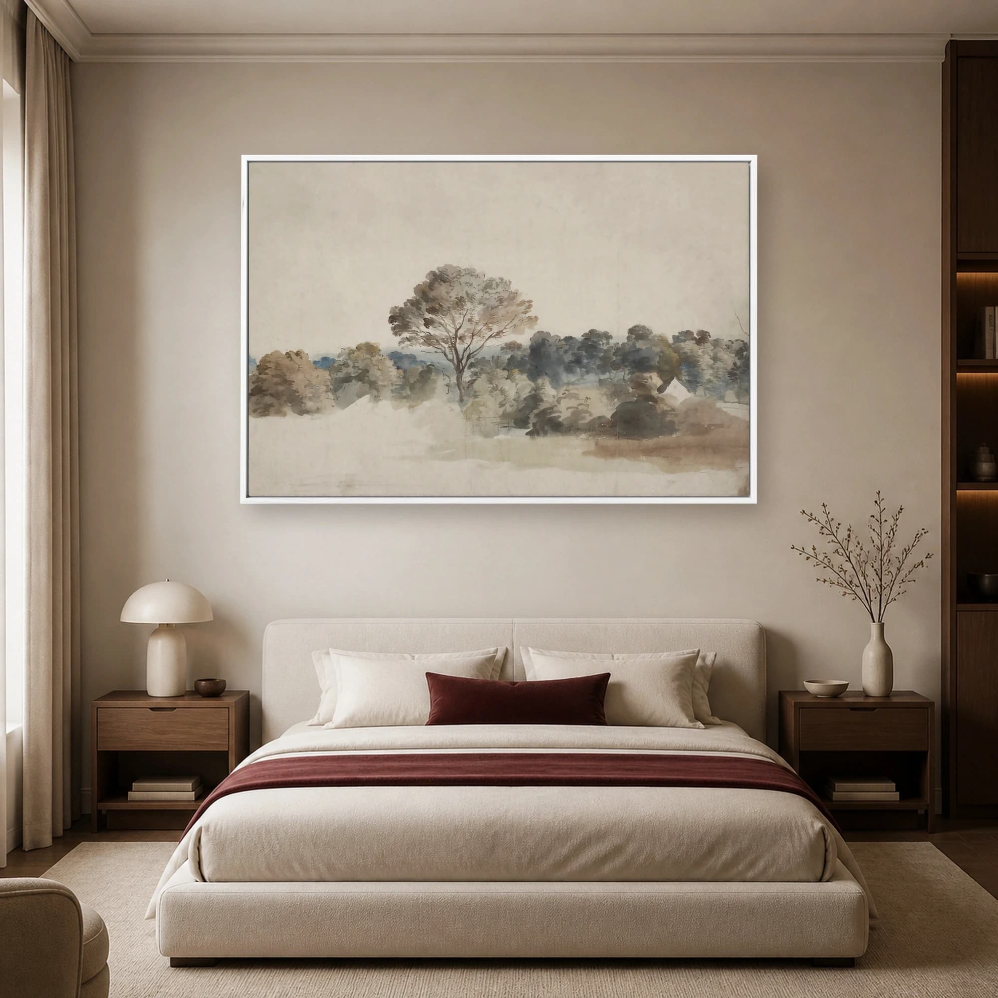 Vintage Watercolor Woodland Landscape Fine Art Print, view 3