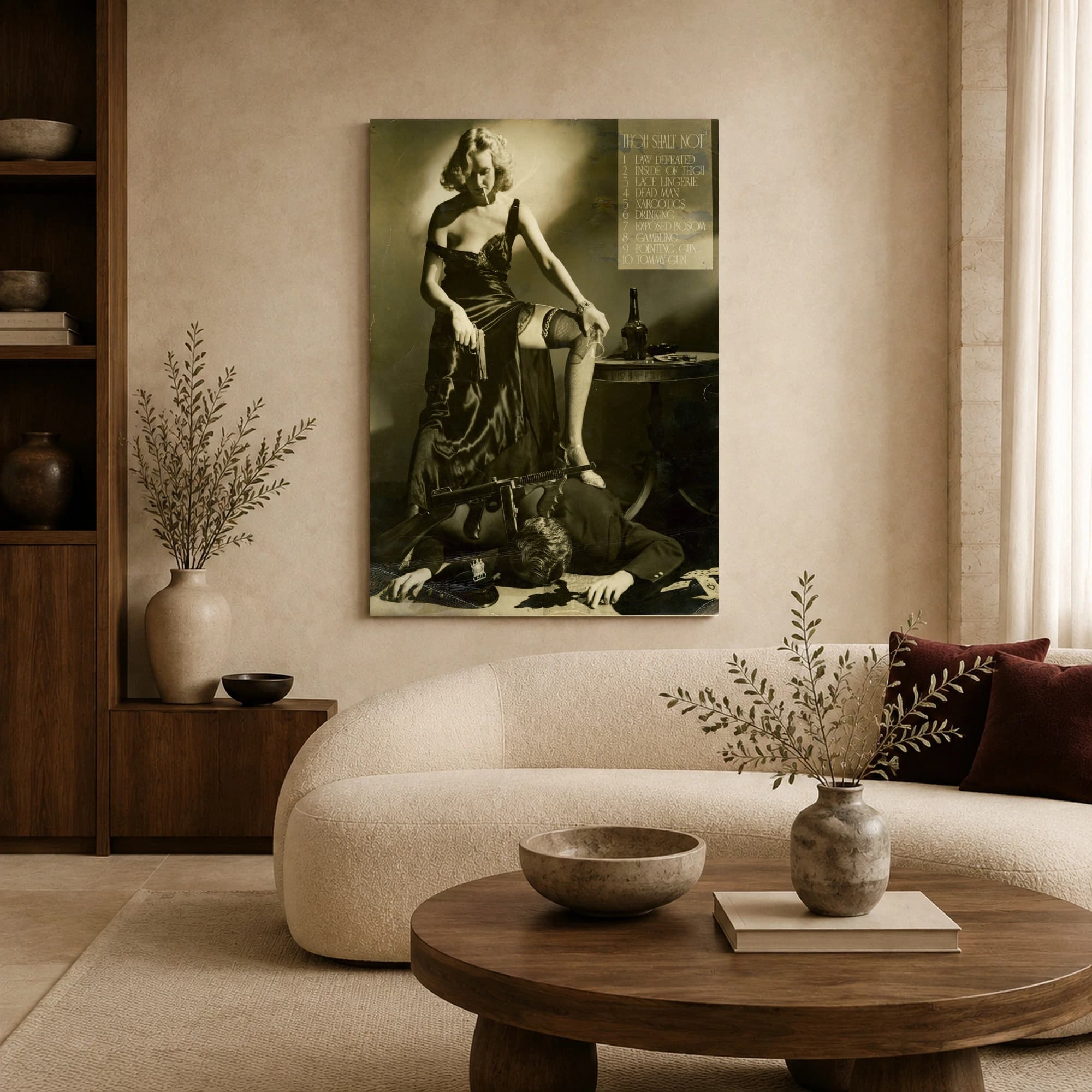 Vintage Film Noir Gangster Femme Fatale Wall Art, view 2