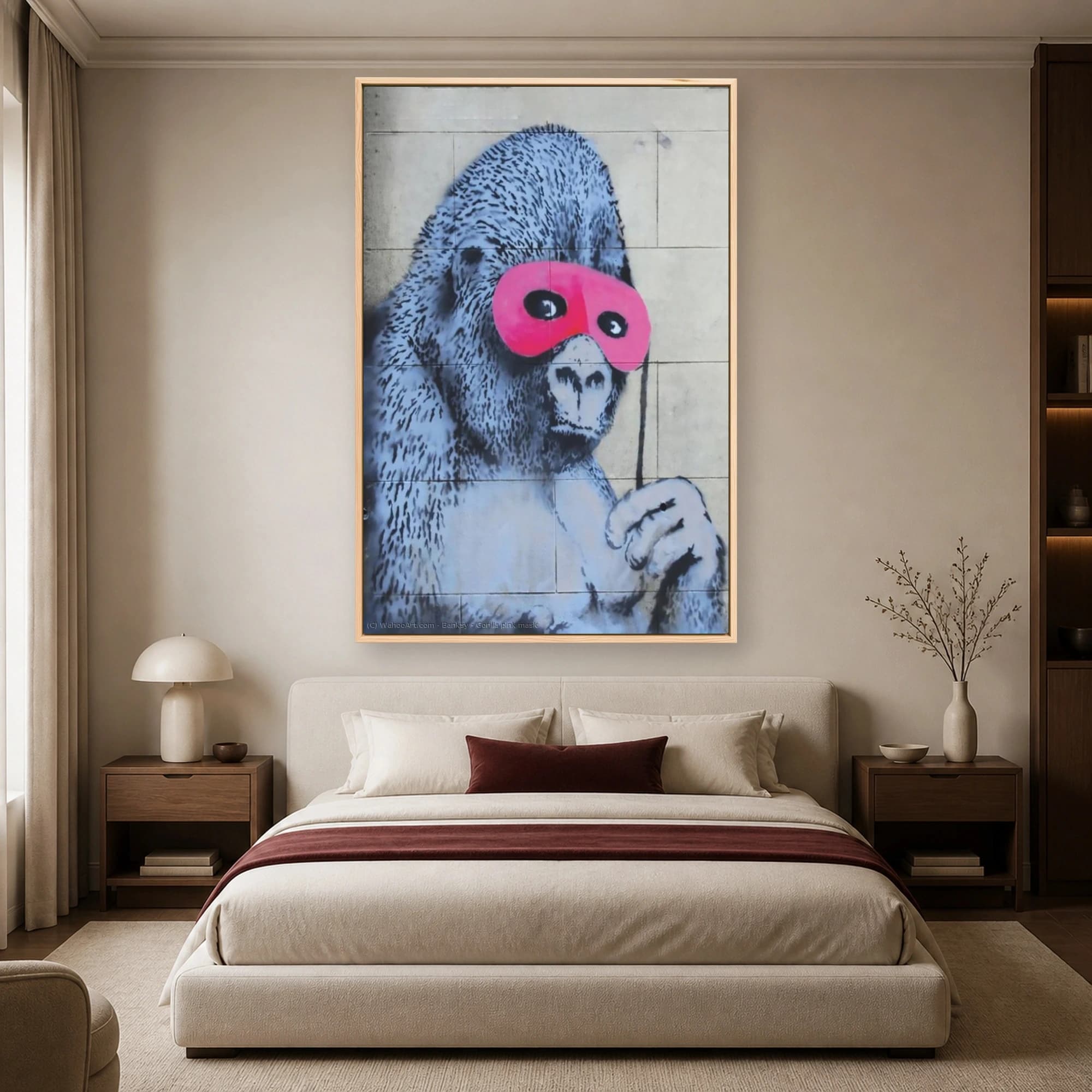 Gorilla with Pink Mask Street Art Canvas Print, view 3