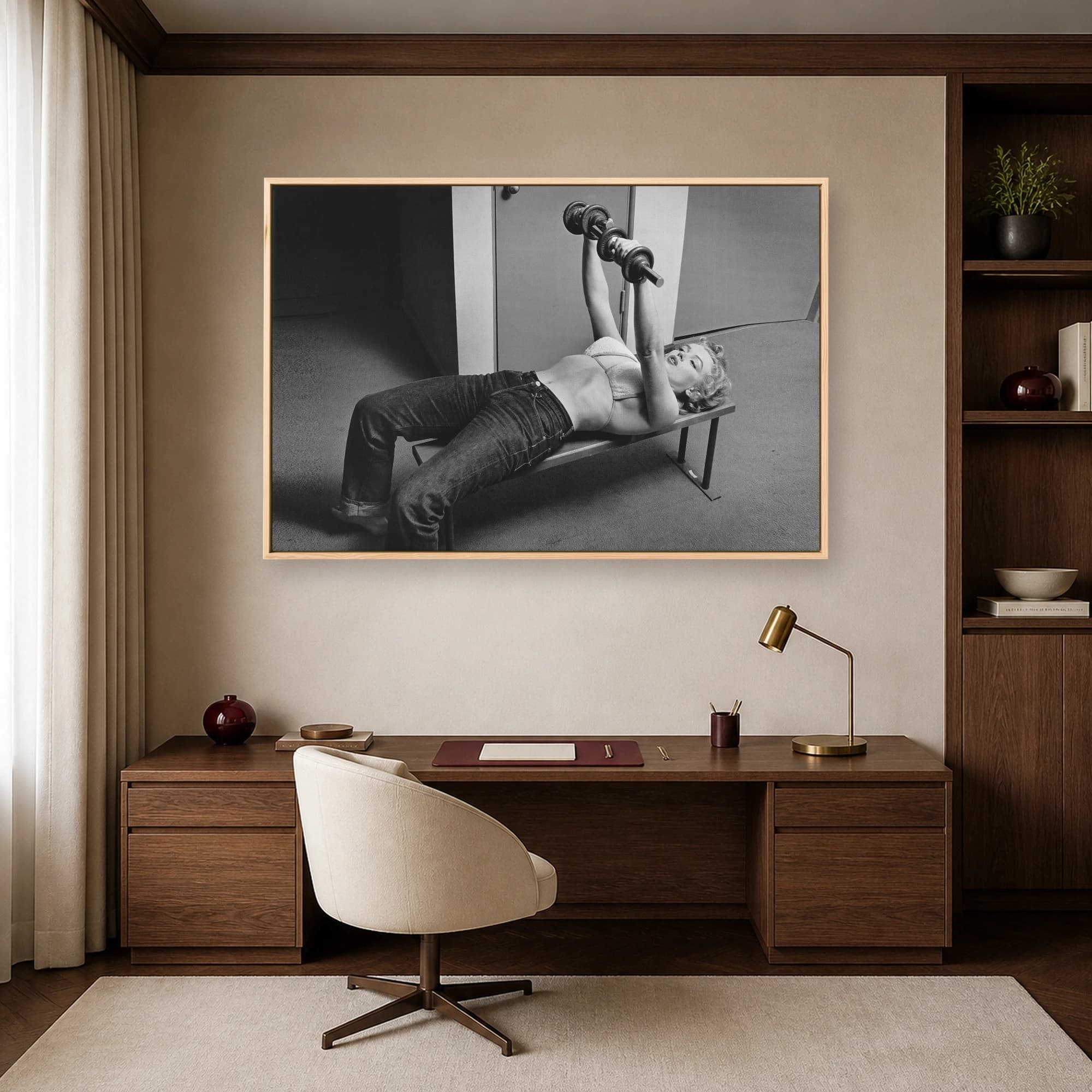 Marilyn Monroe Working Out Vintage Black and White Wall Art, view 6