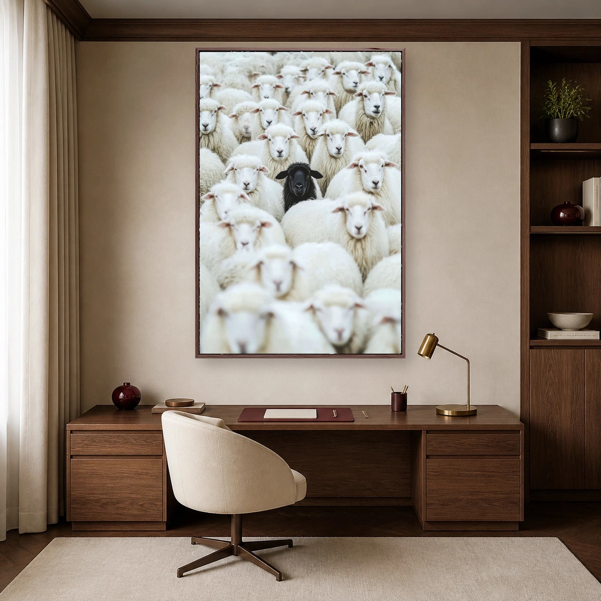 The Black Sheep Among The Flock Canvas Wall Art, view 4