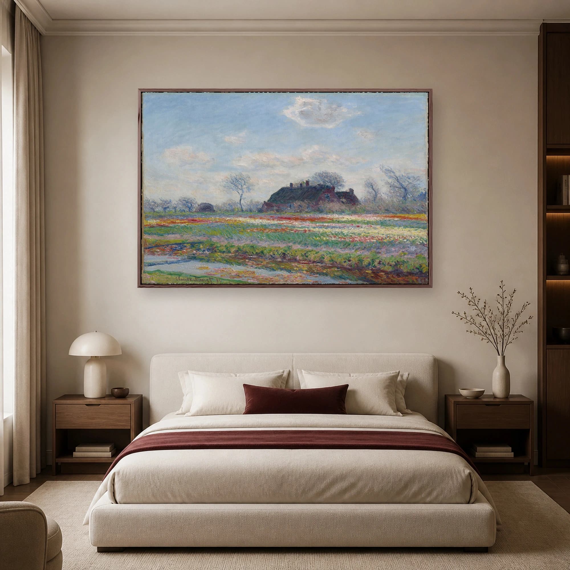 Tulip Fields at Sassenheim Impressionist Landscape Canvas Print, view 6