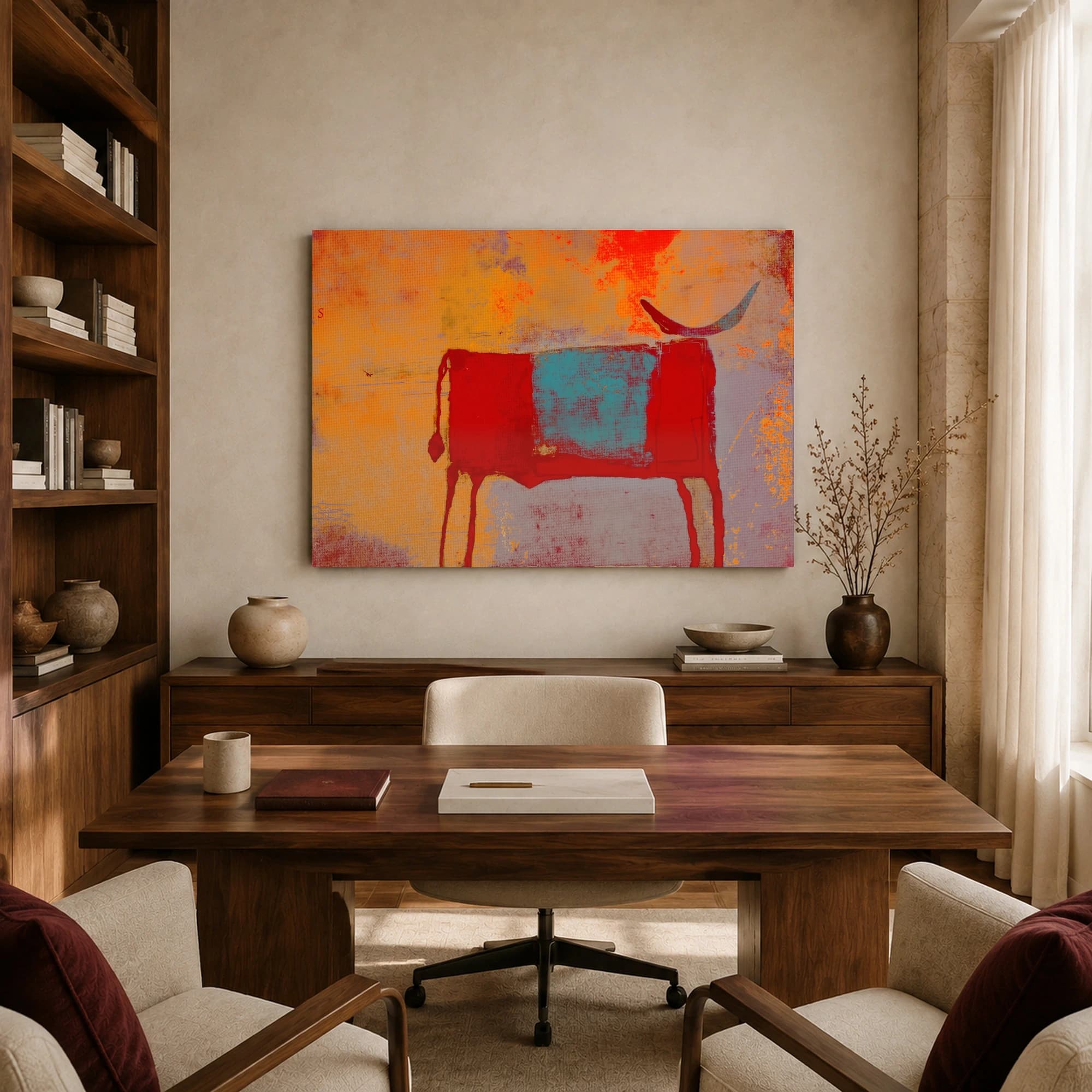 Abstract Red Bull Canvas Art Print, view 8