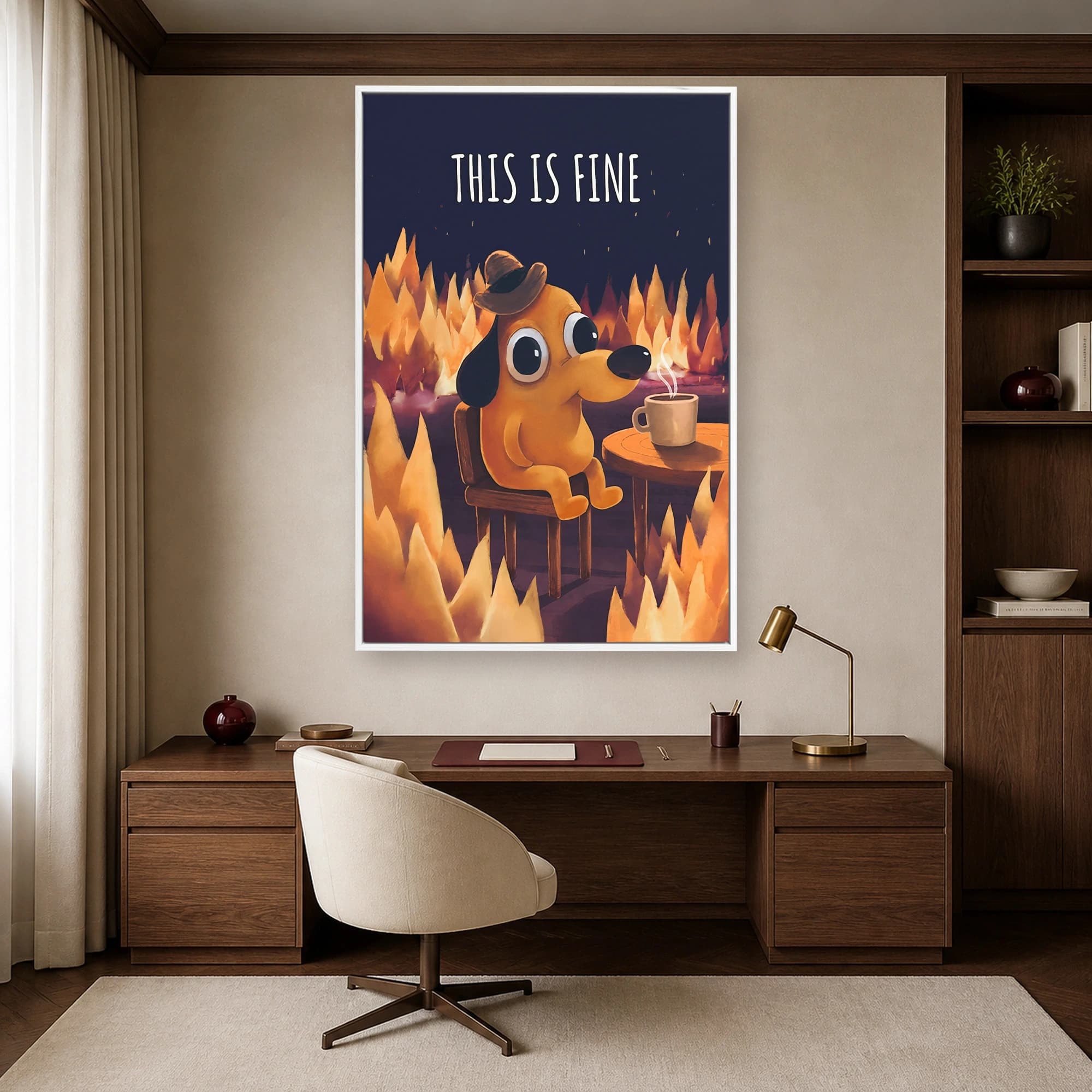 This Is Fine Dog Meme Wall Art, view 3
