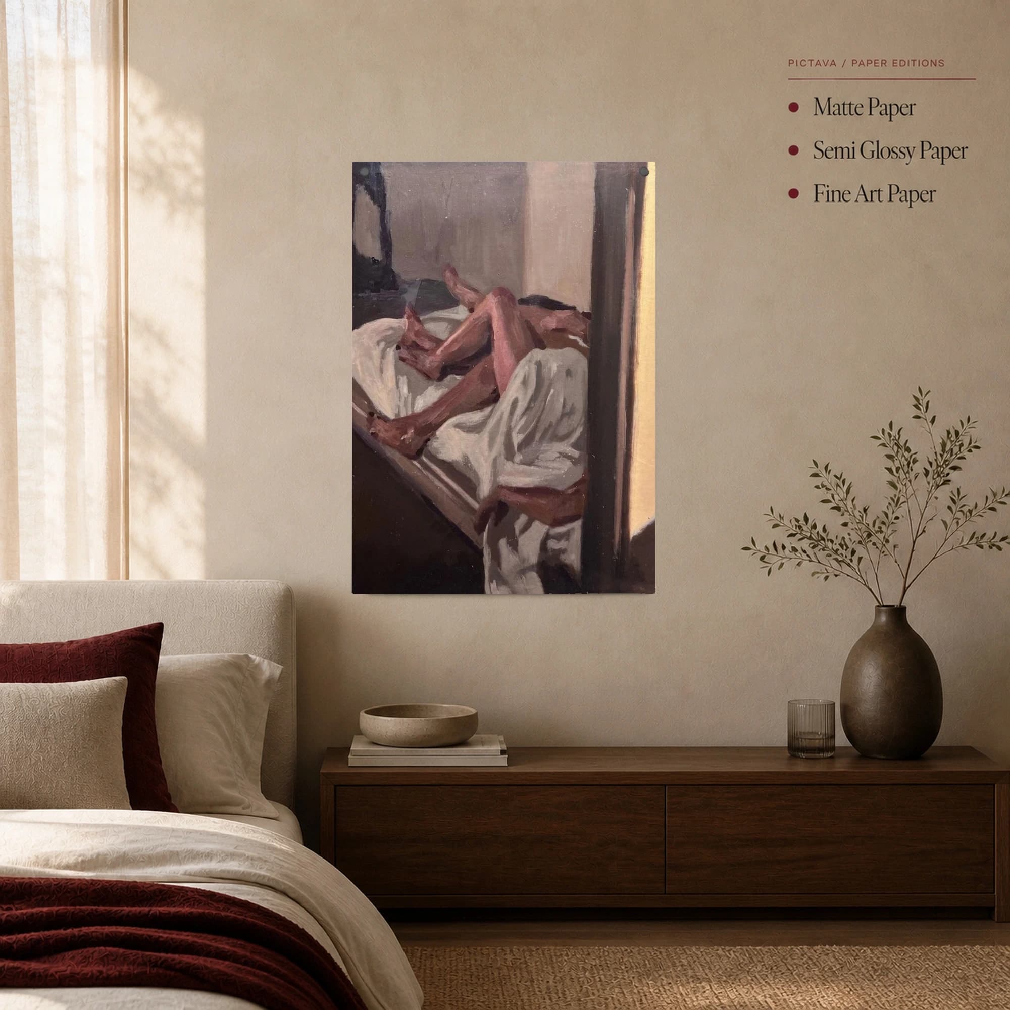 Intimate Figures in Bed Expressive Oil Painting, view 4