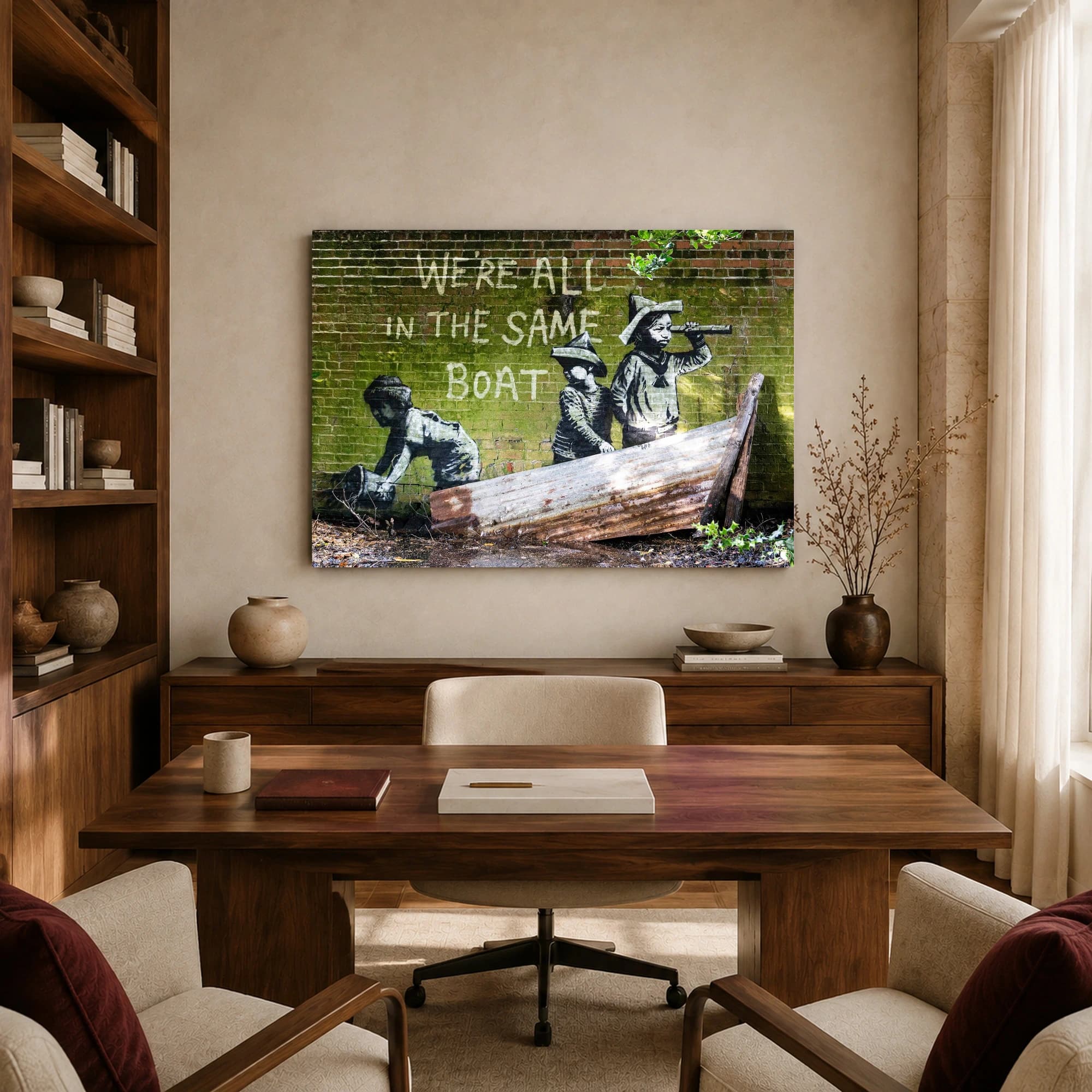 We're All in the Same Boat Street Art Canvas Print, view 8