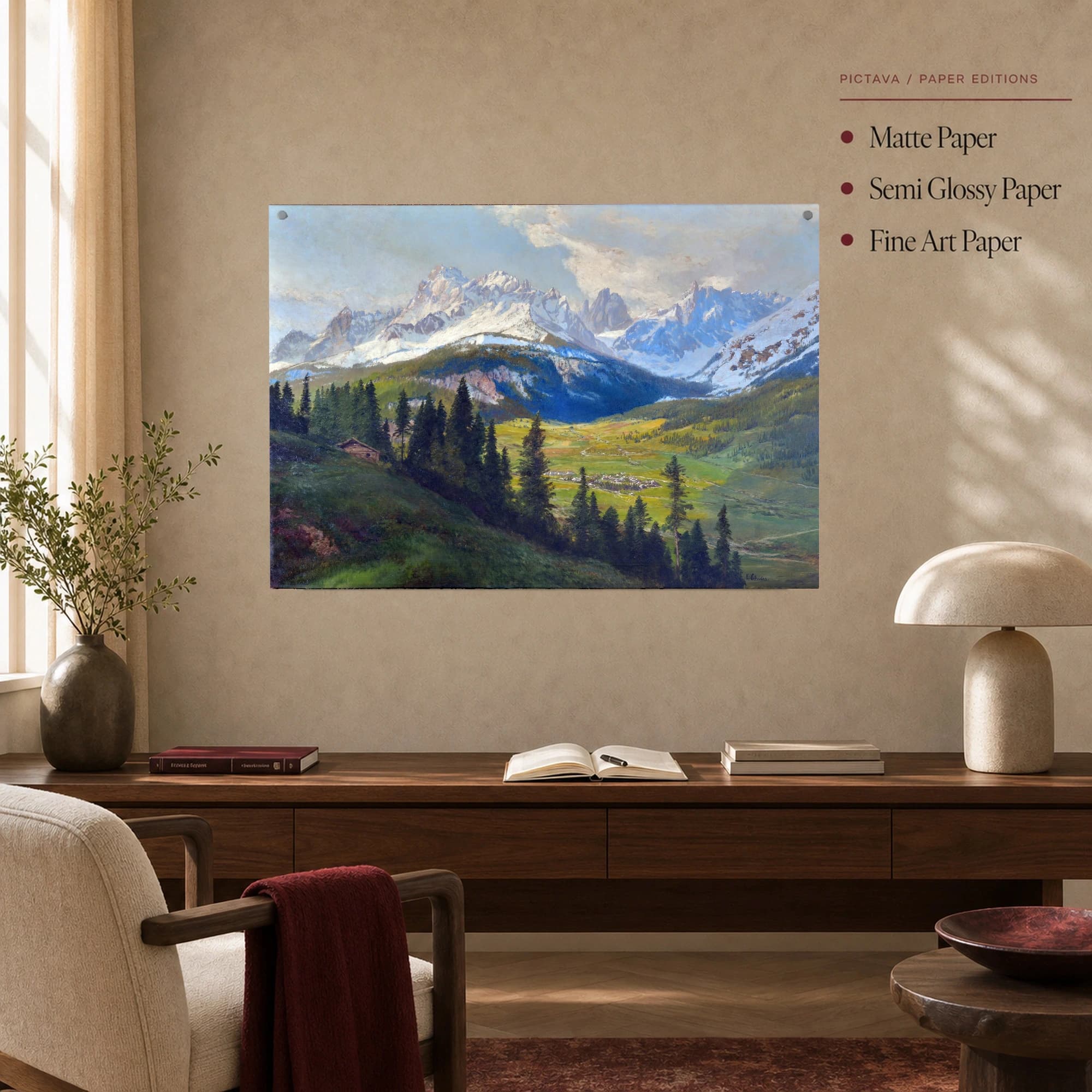 Alpine Valley Landscape Framed Canvas Art, view 4