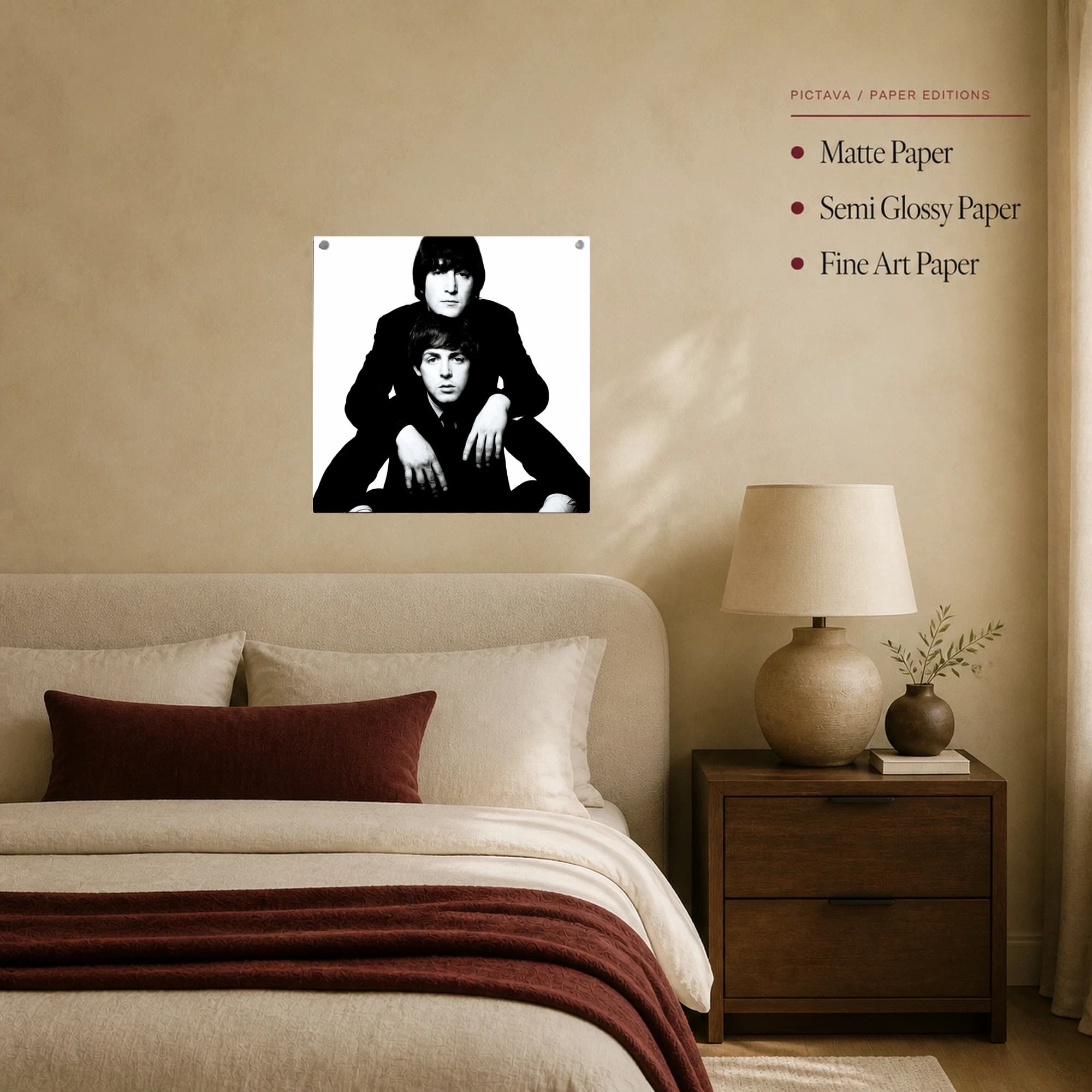 John Lennon and Paul McCartney Iconic Black and White Portrait, view 8