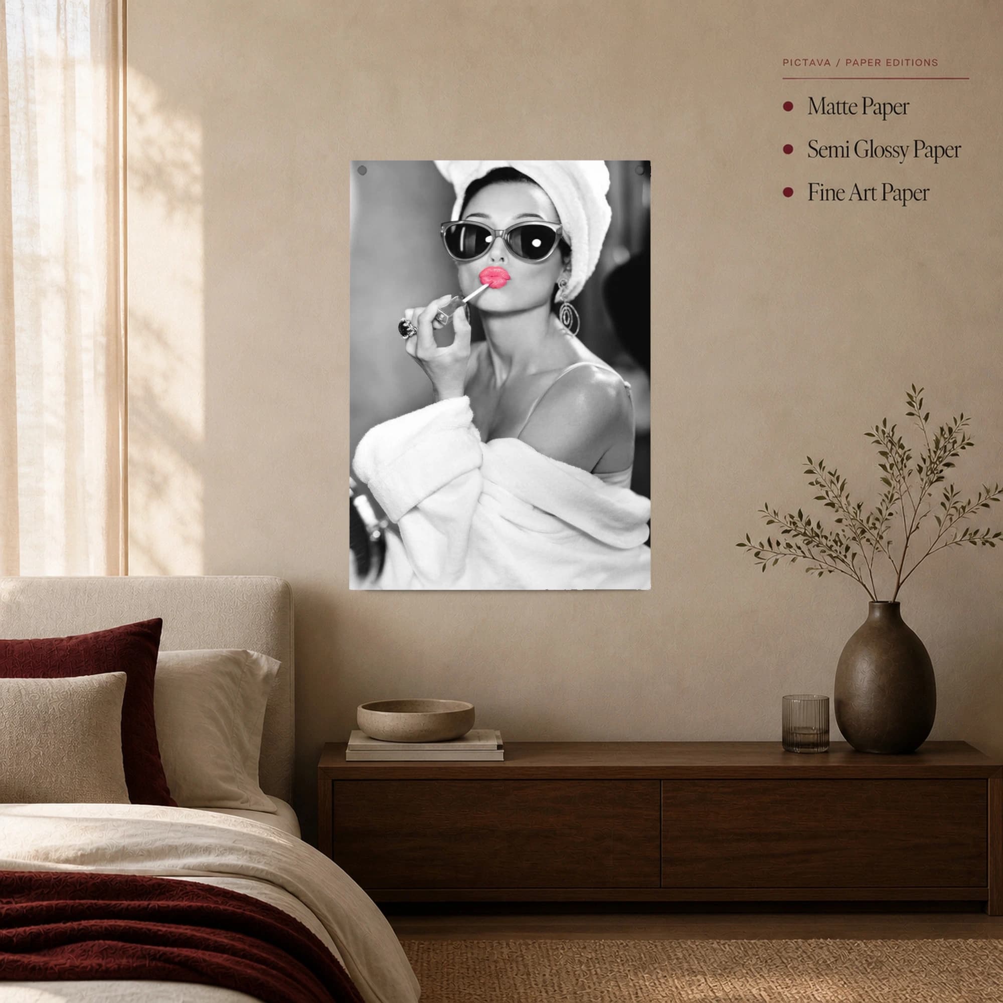 Retro Chic Pink Lips Glamour Photo Wall Art Print, view 5