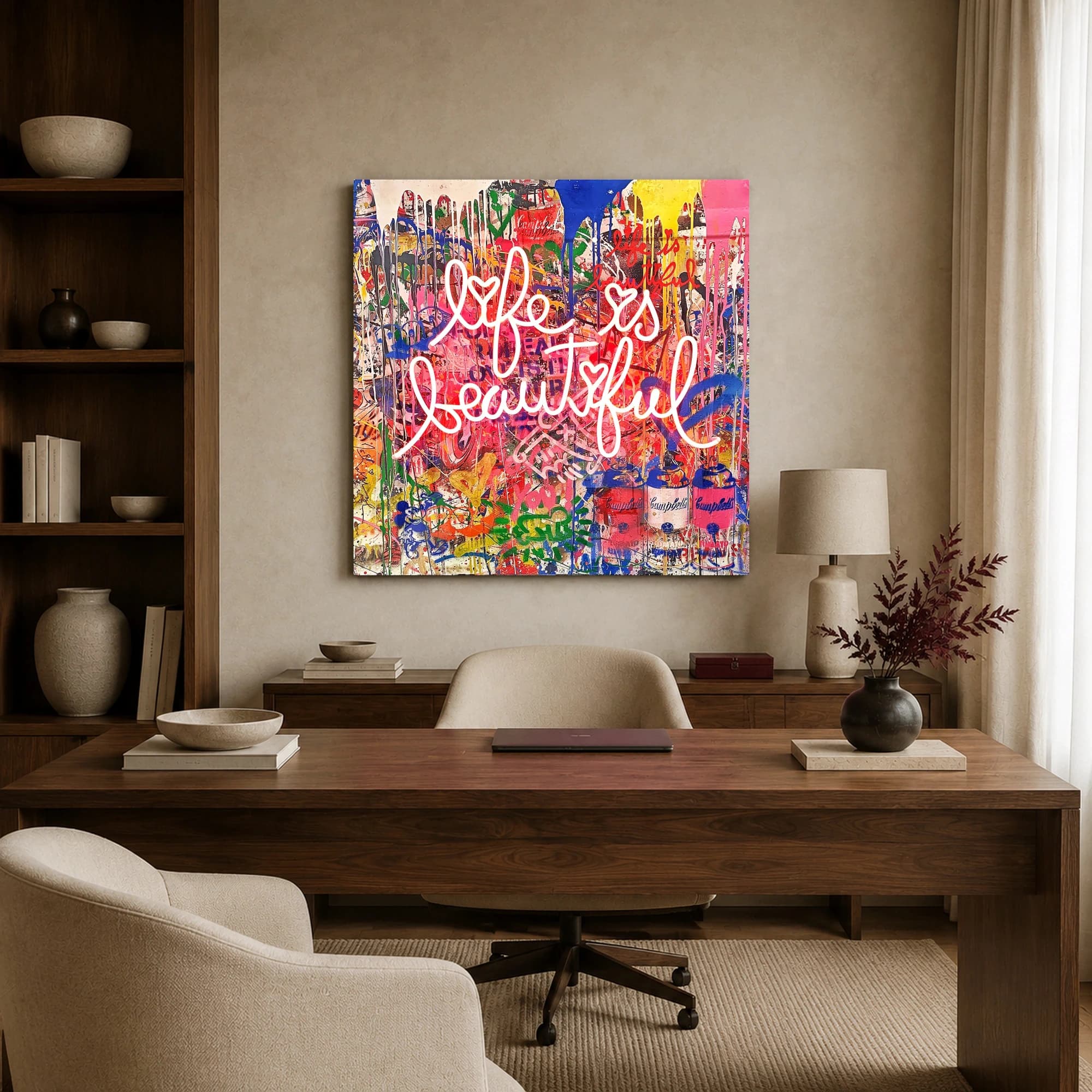 Life is Beautiful Graffiti Pop Art Canvas, view 3