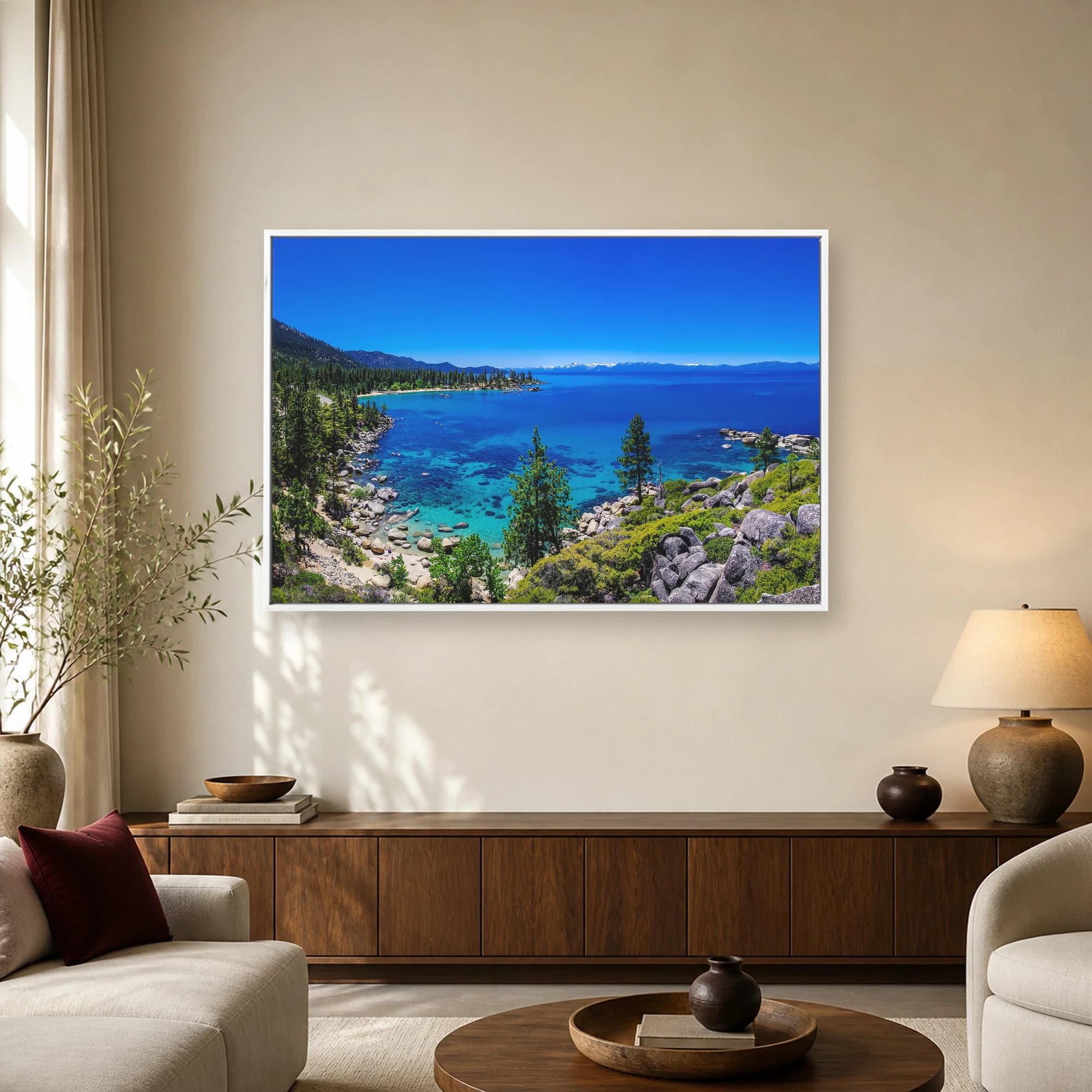Lake Tahoe Mountain and Crystal Clear Water Landscape Wall Art, view 2