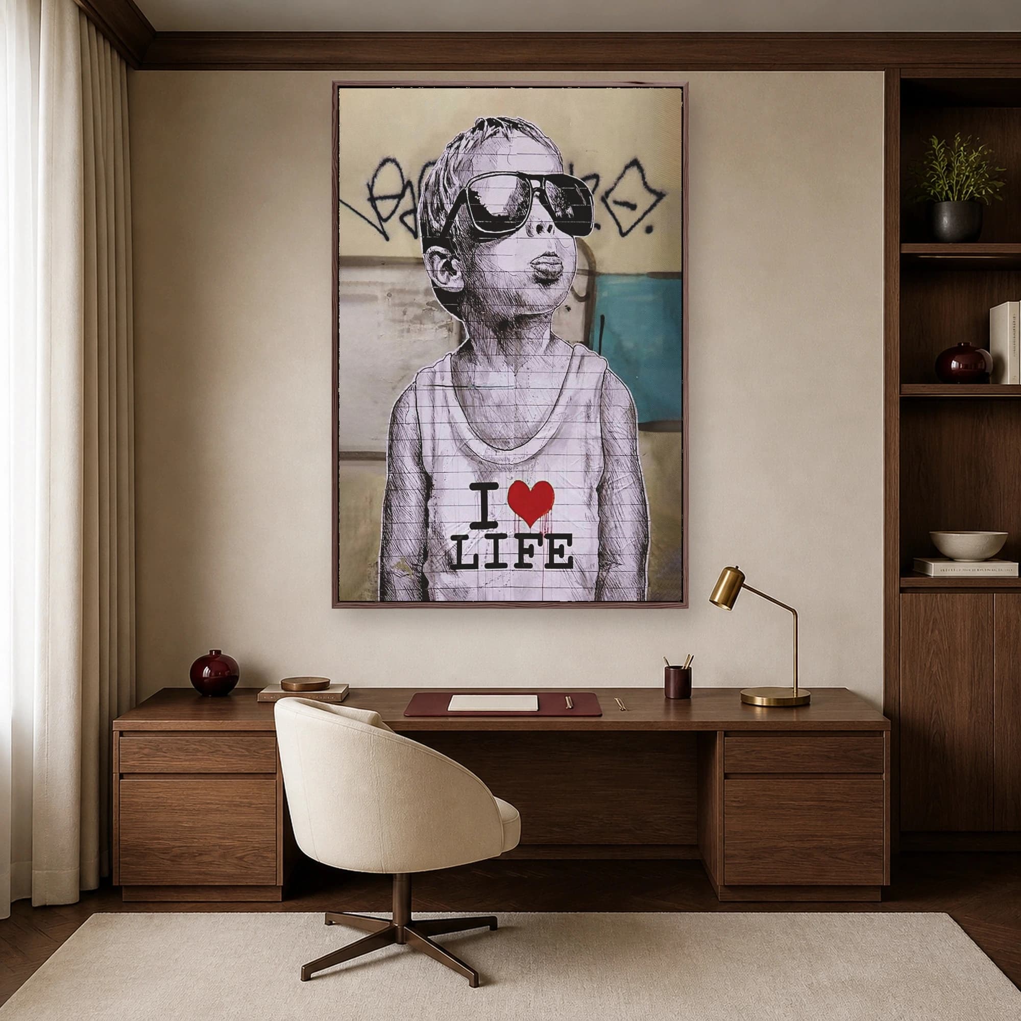 I Love Life Urban Street Art Boy Canvas Print & Poster, view 4