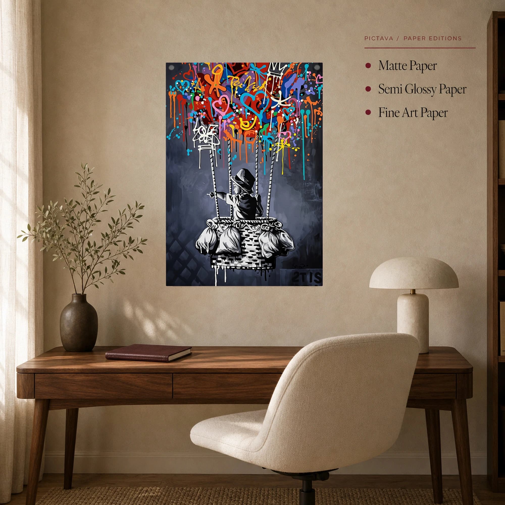 Banksy Style Balloon Boy Graffiti Wall Art Canvas, view 7