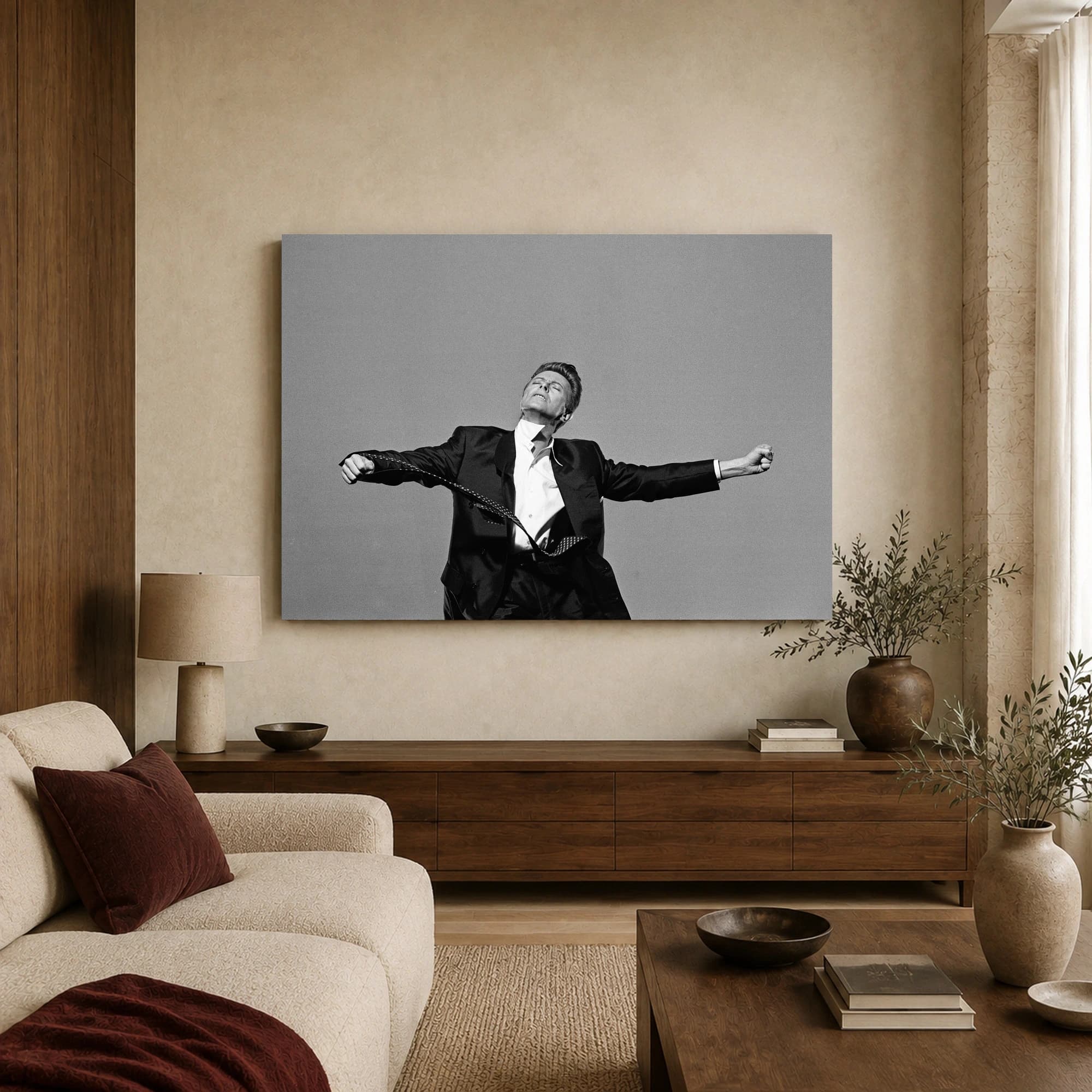 David Bowie Iconic Black and White Portrait Wall Art, view 3