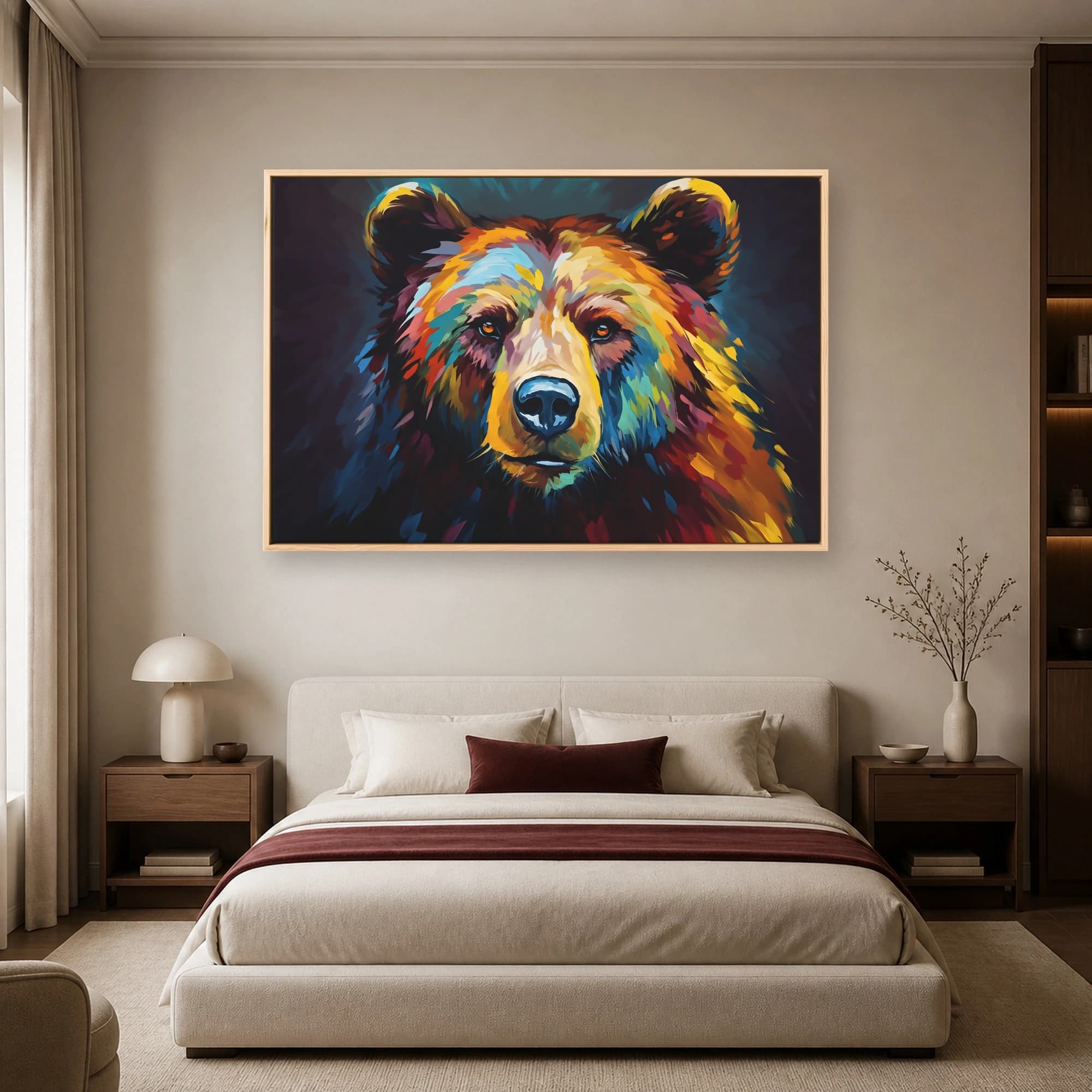 Prismatic Grizzly Bear Impasto Canvas Print, view 5