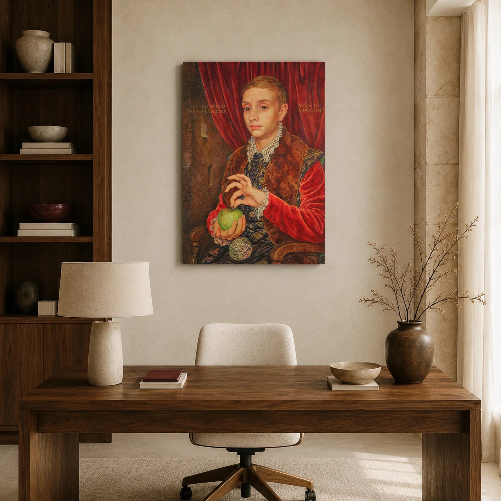 Renaissance Boy Portrait with Green Apple Canvas Print, view 8