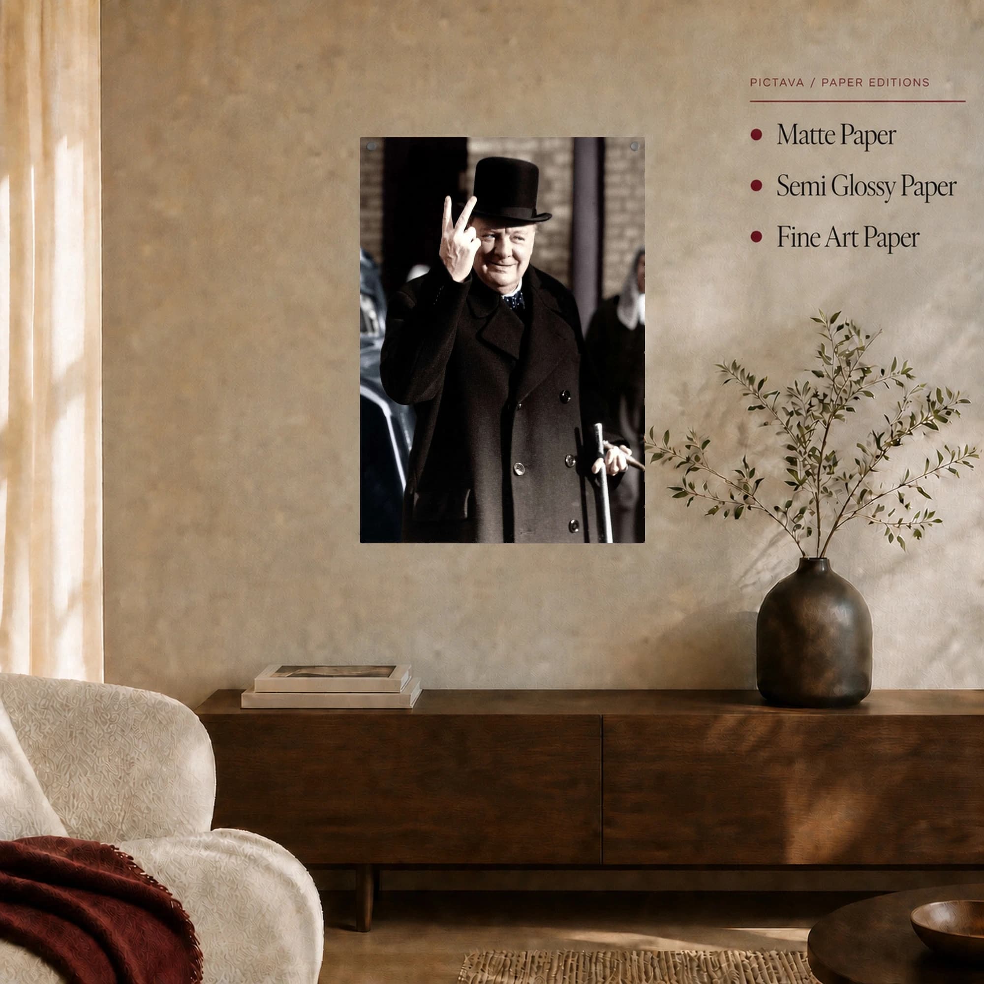 Winston Churchill Victory Salute Historic Portrait Art, view 4