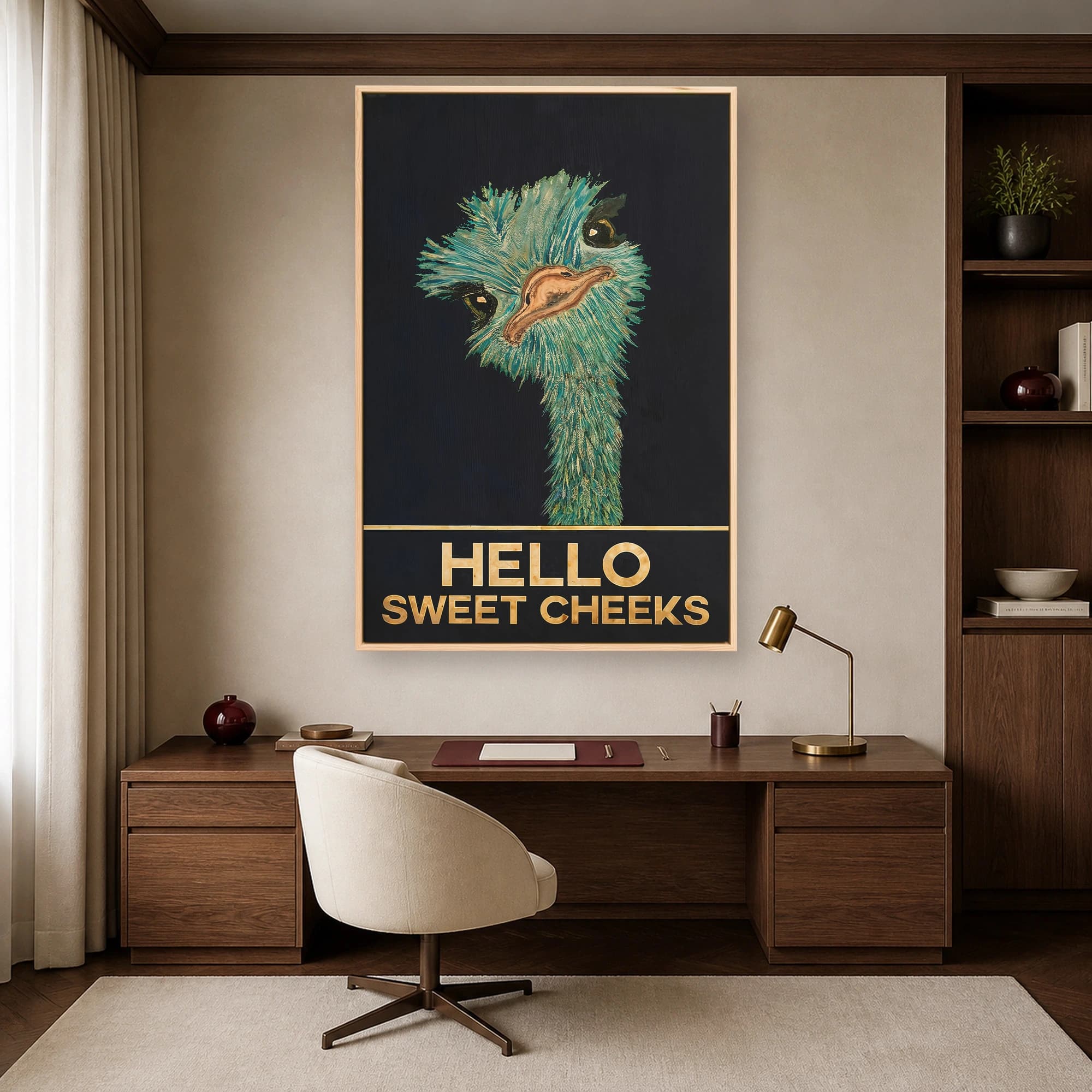 Hello Sweet Cheeks Emu Wall Art - Quirky Animal Portrait, view 7