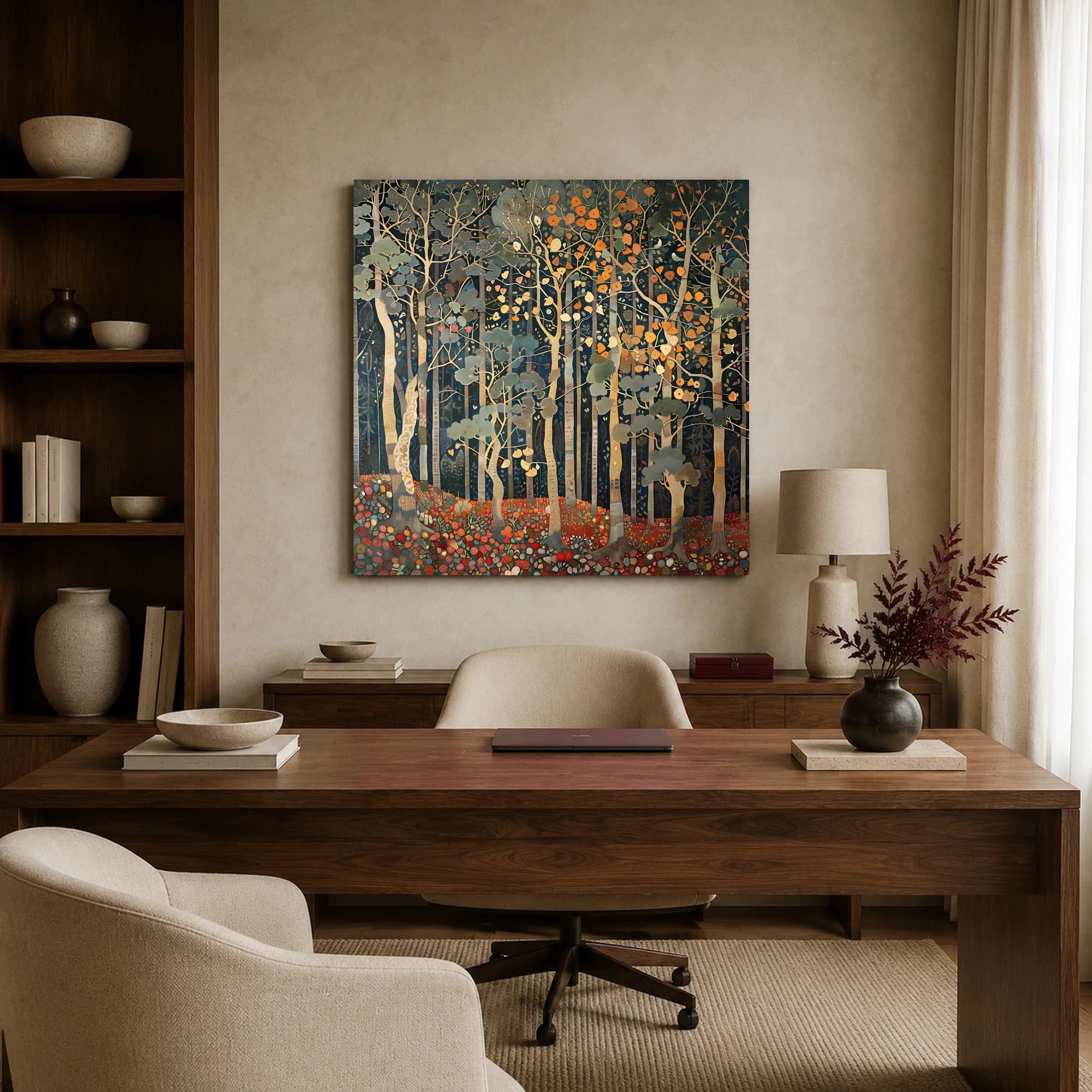 Golden Forest Tapestry Symbolist Wall Art, view 2