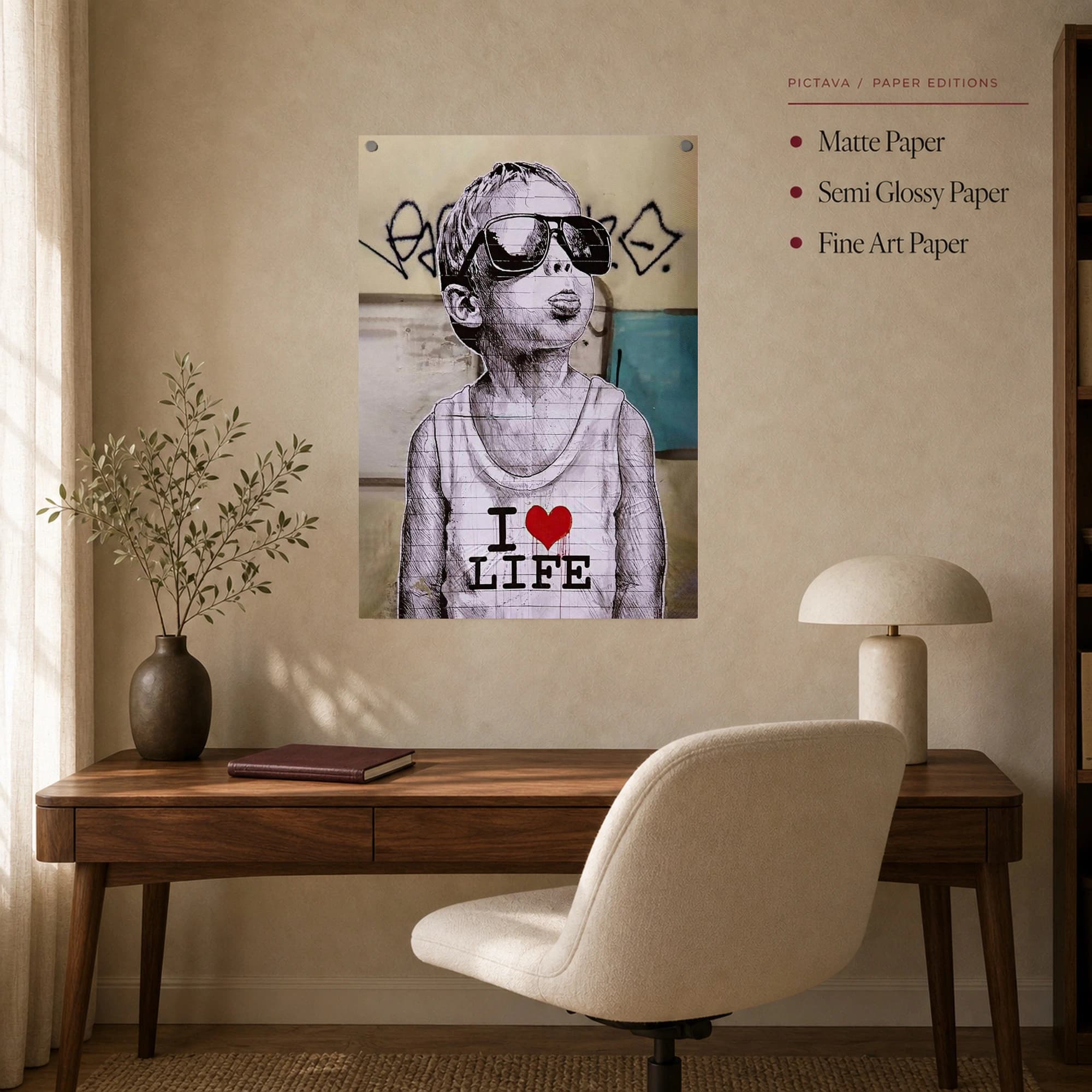 I Love Life Urban Street Art Boy Canvas Print & Poster, view 7