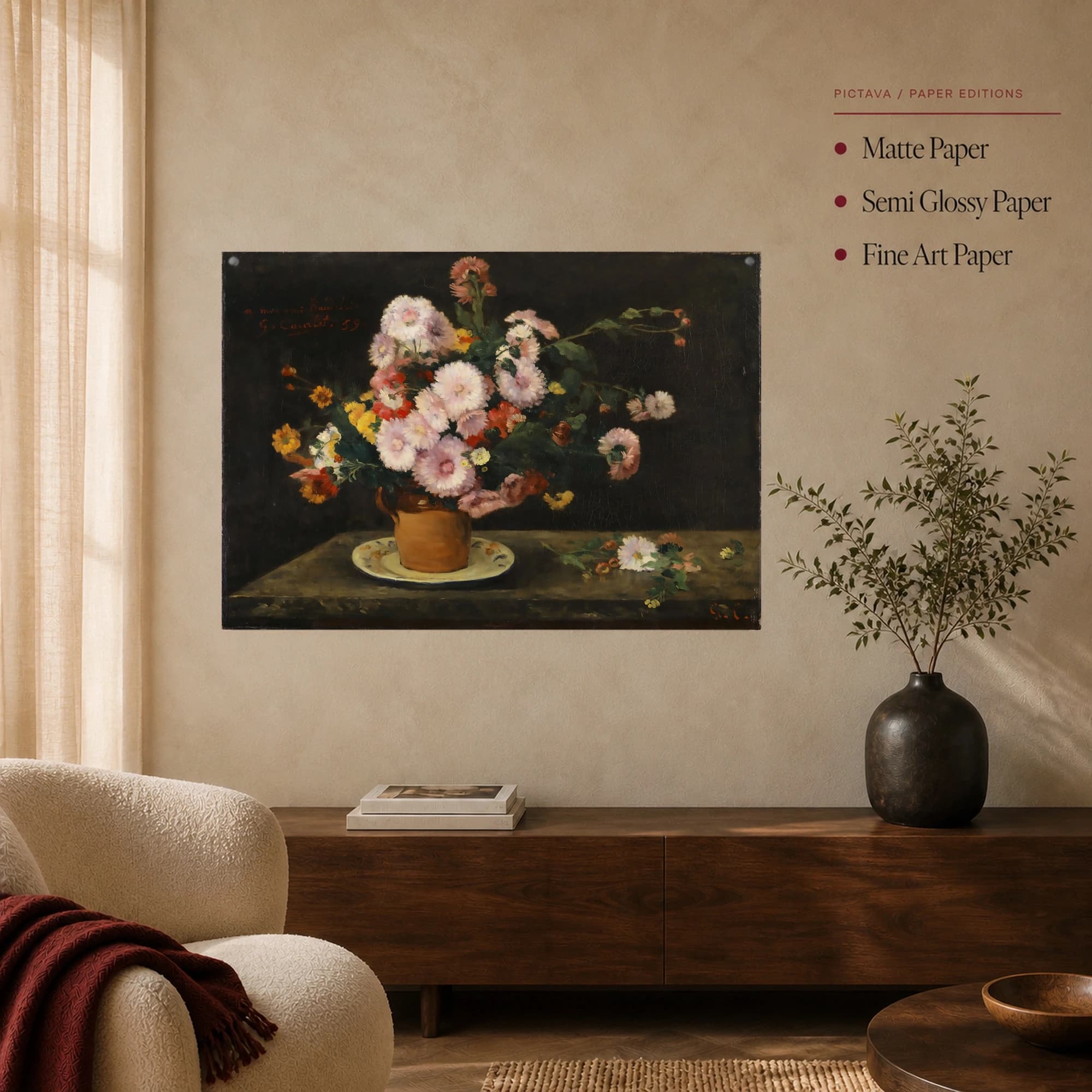 Gustave Courbet Bouquet of Chrysanthemums Fine Art Print, view 4