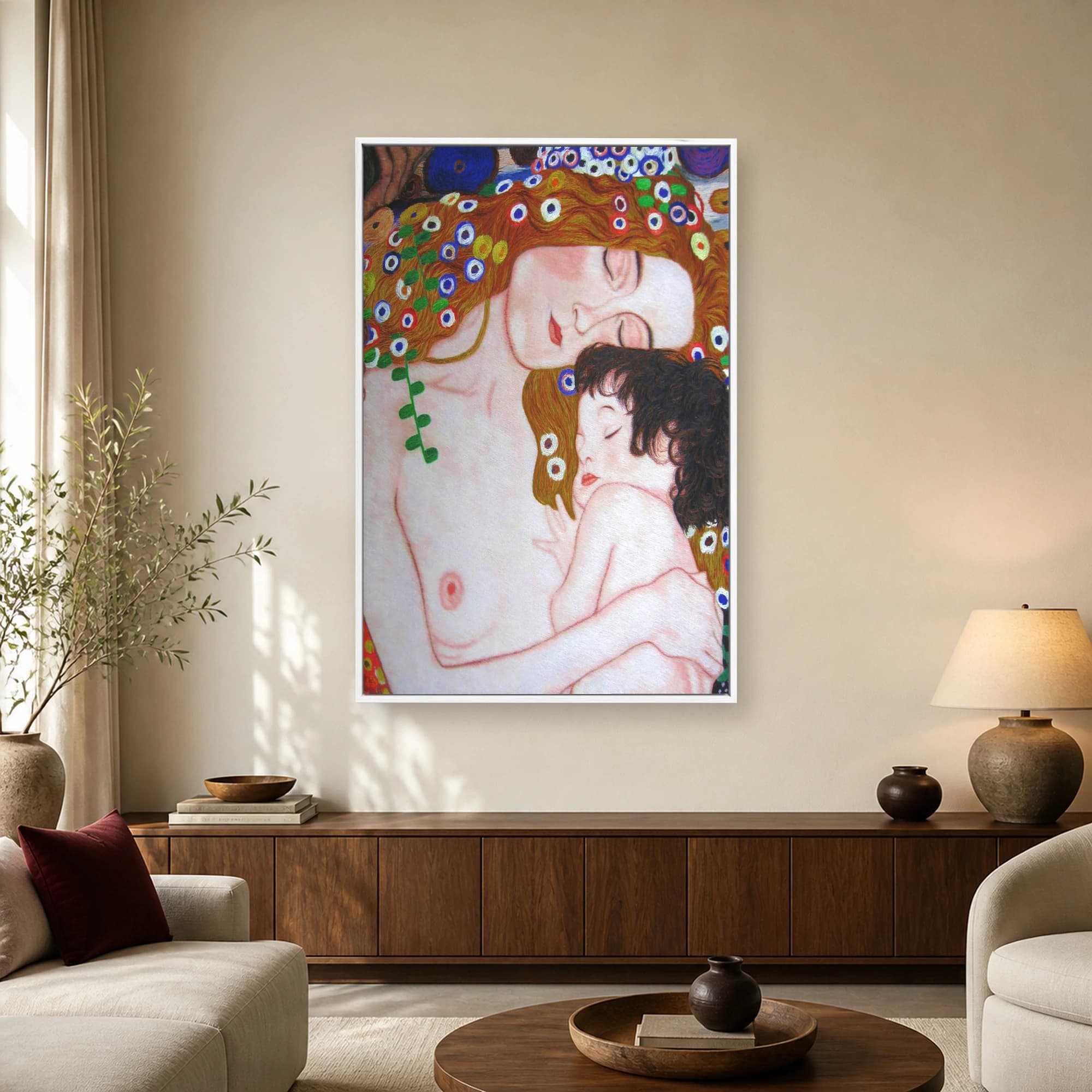 Mother and Child Art Nouveau Canvas Print, view 2