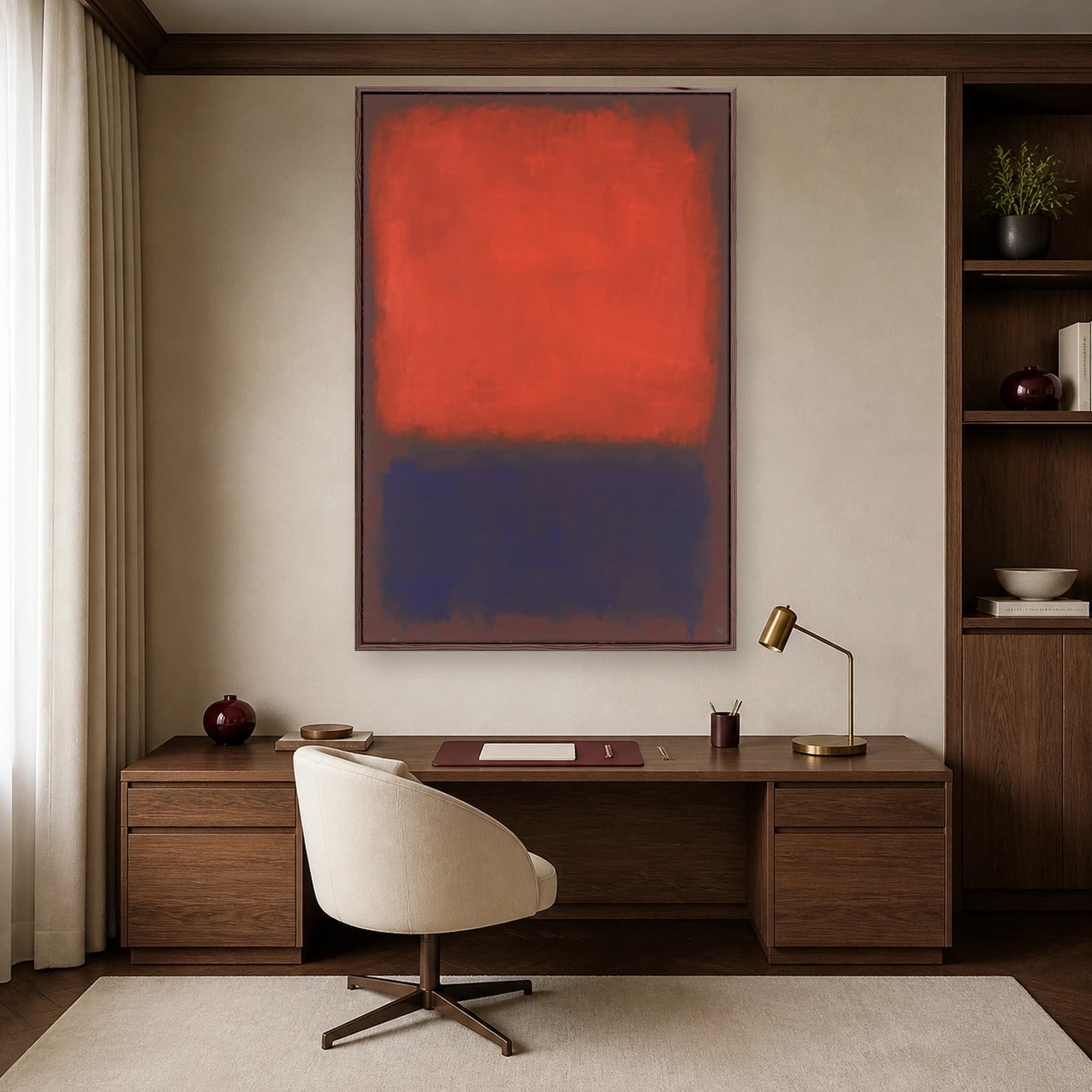 Rust and Blue Abstract Color Field Canvas Print, view 6