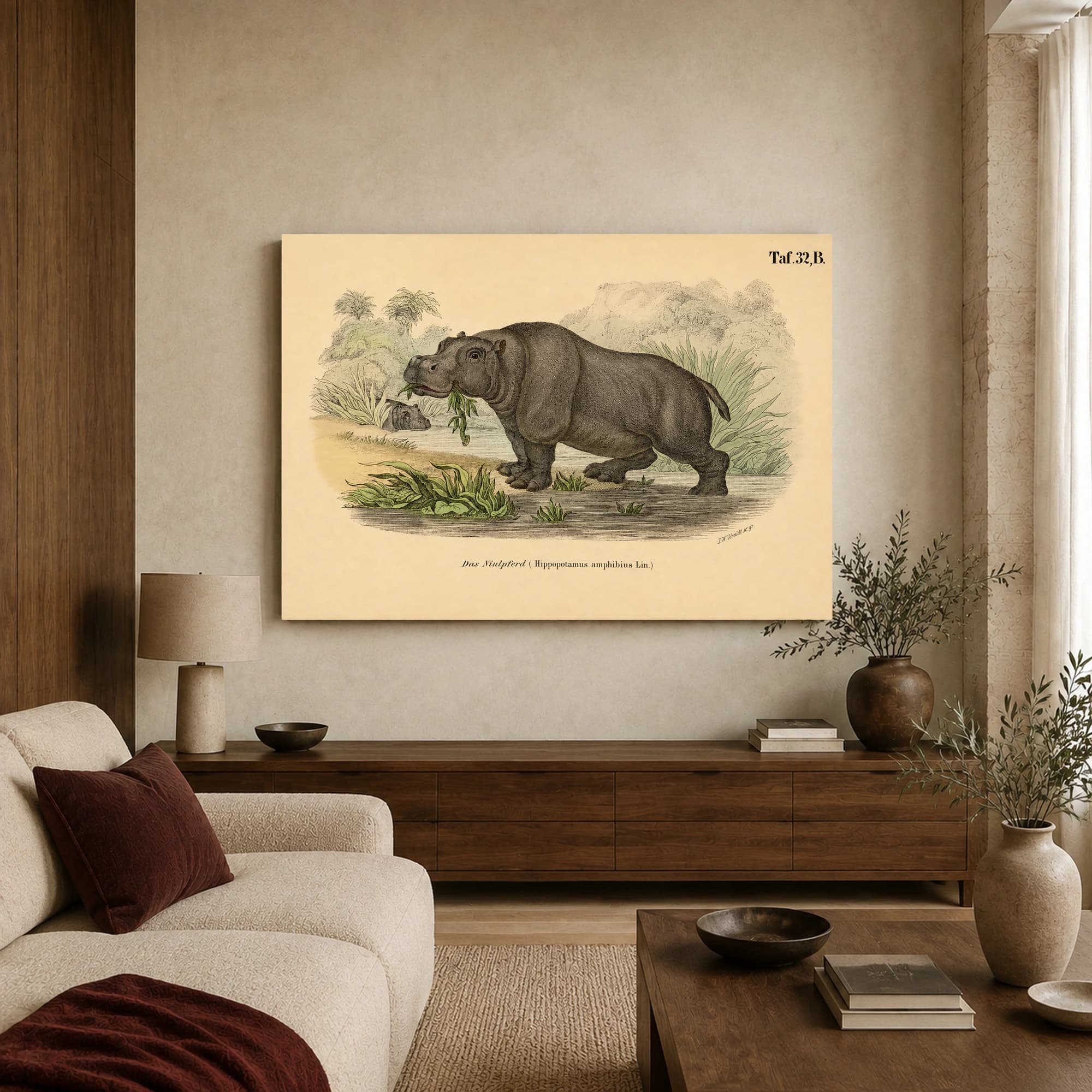 Das Niulpferd Vintage Scientific Hippopotamus Wall Art, view 2