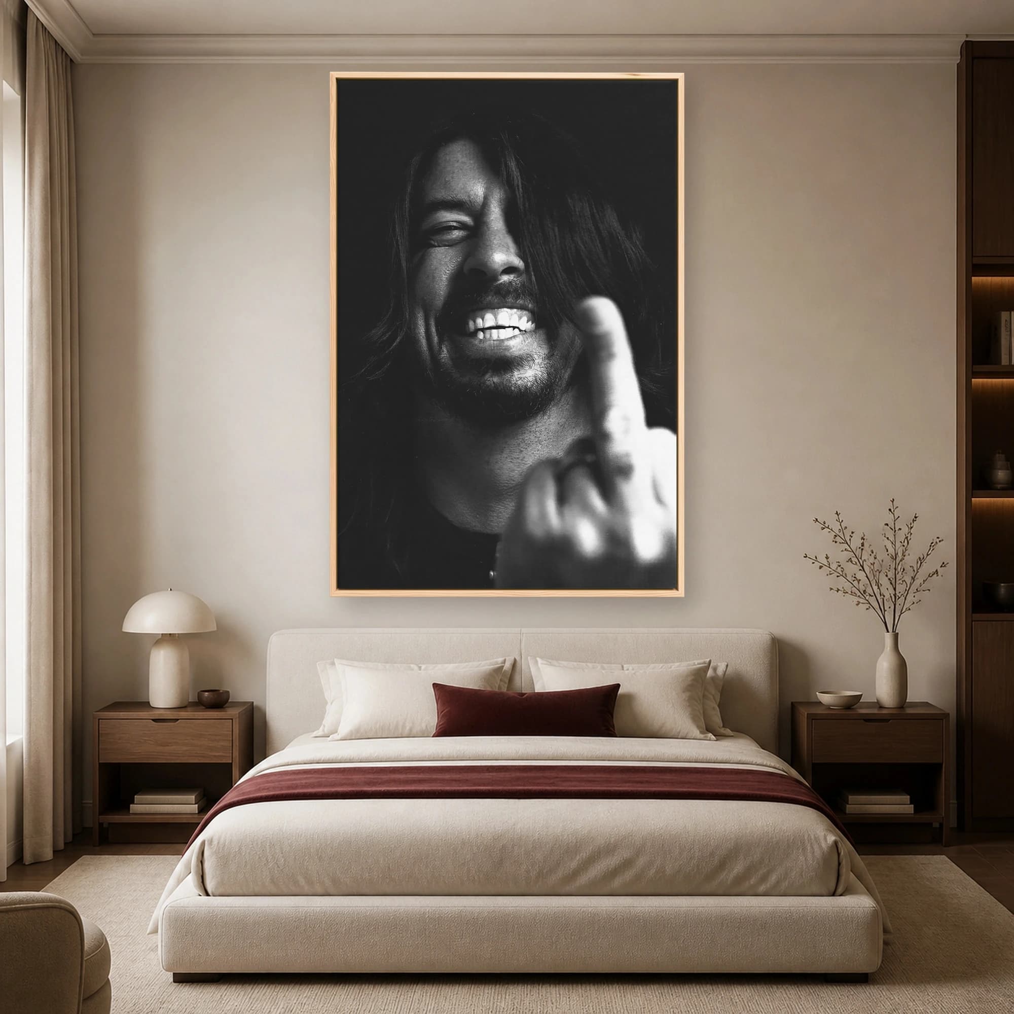 Dave Grohl Black and White Portrait Canvas Print, view 4