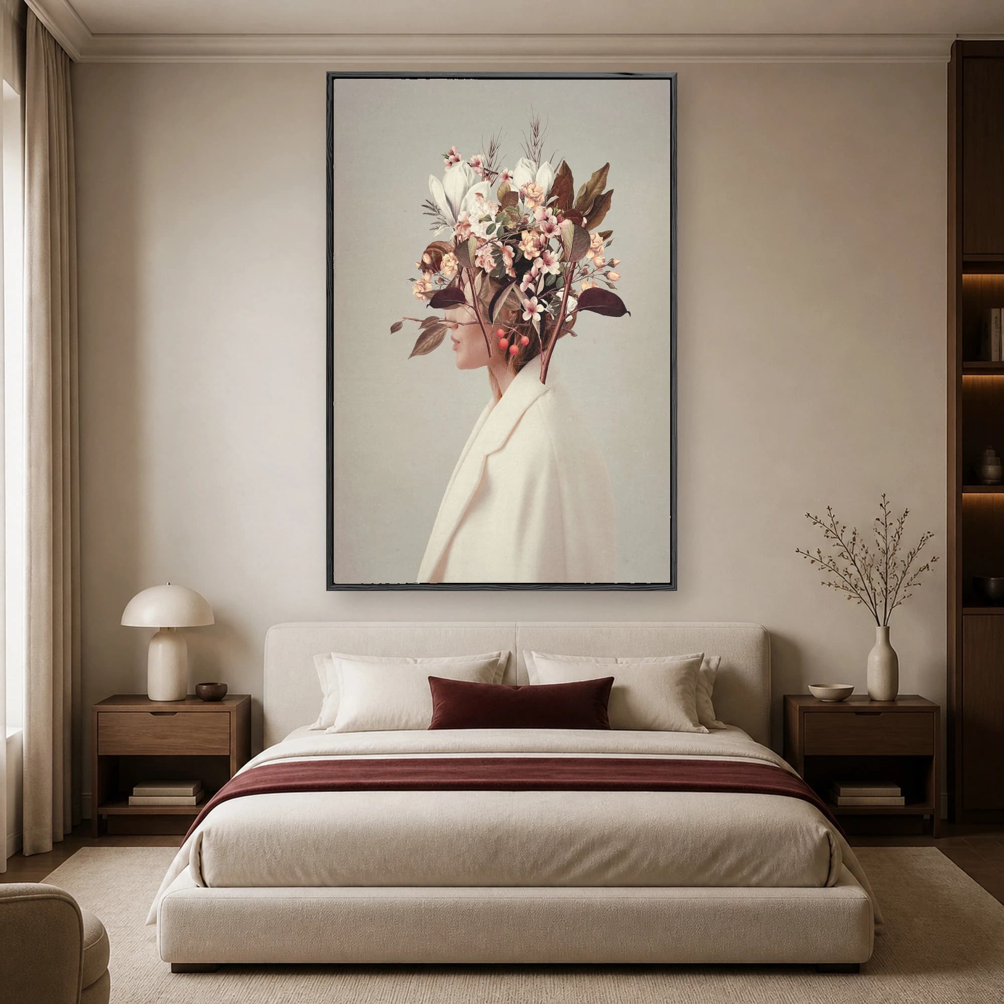 Floral Mind Surreal Botanical Portrait Canvas Print, view 3