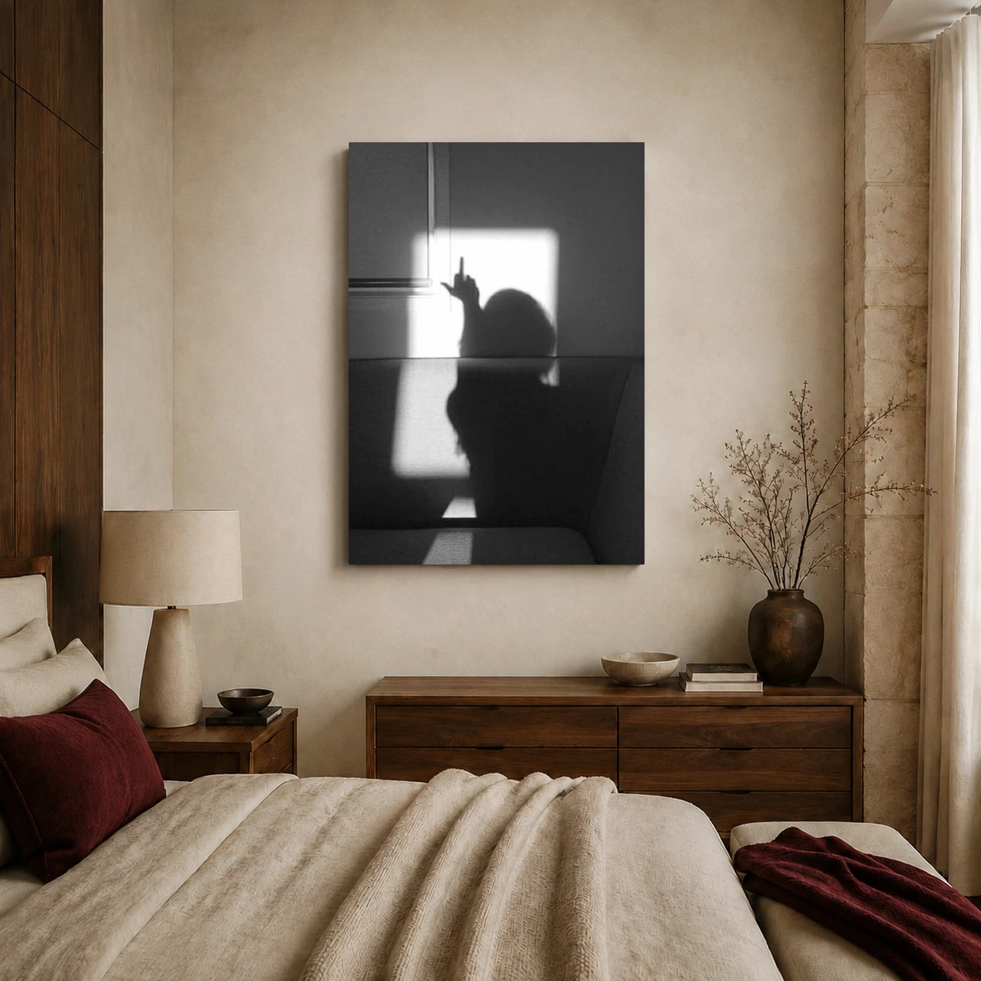 Shadow Defiance Black and White Wall Art, view 7