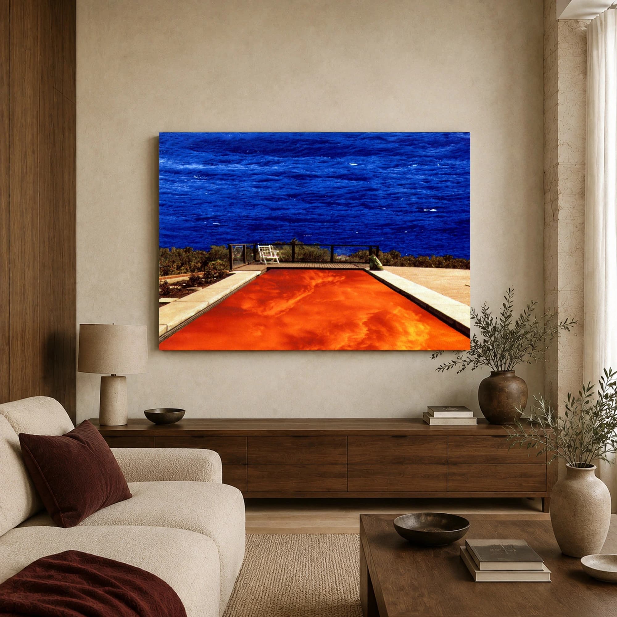 Surreal Ocean and Fiery Pool Coastal Wall Art, view 3