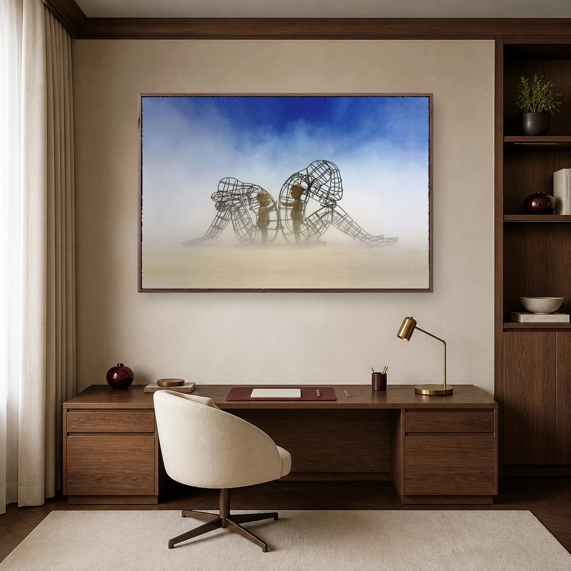 Wireframe Statues Desert Art Print, view 6