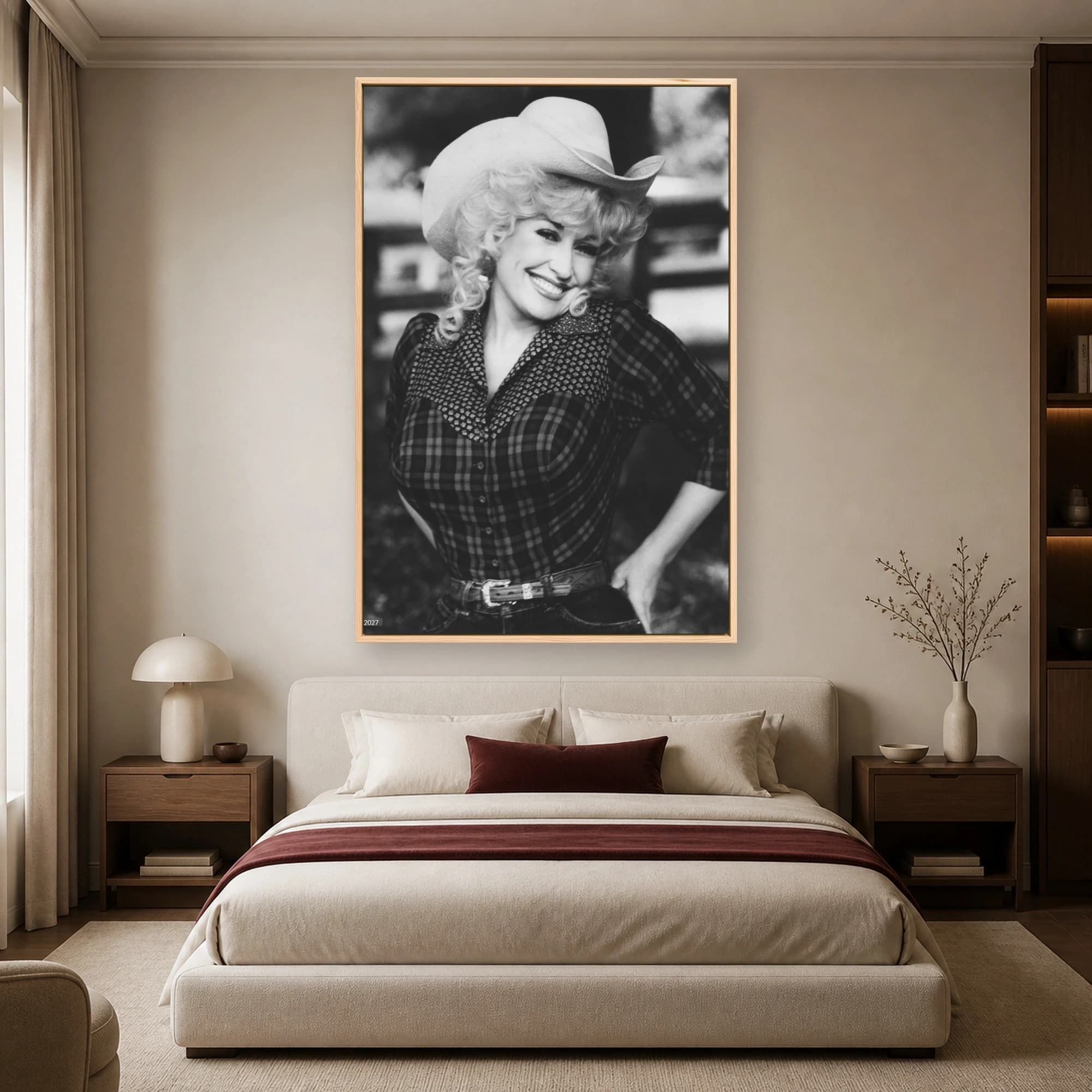 Dolly Parton Vintage Country Portrait Black and White Wall Art, view 4