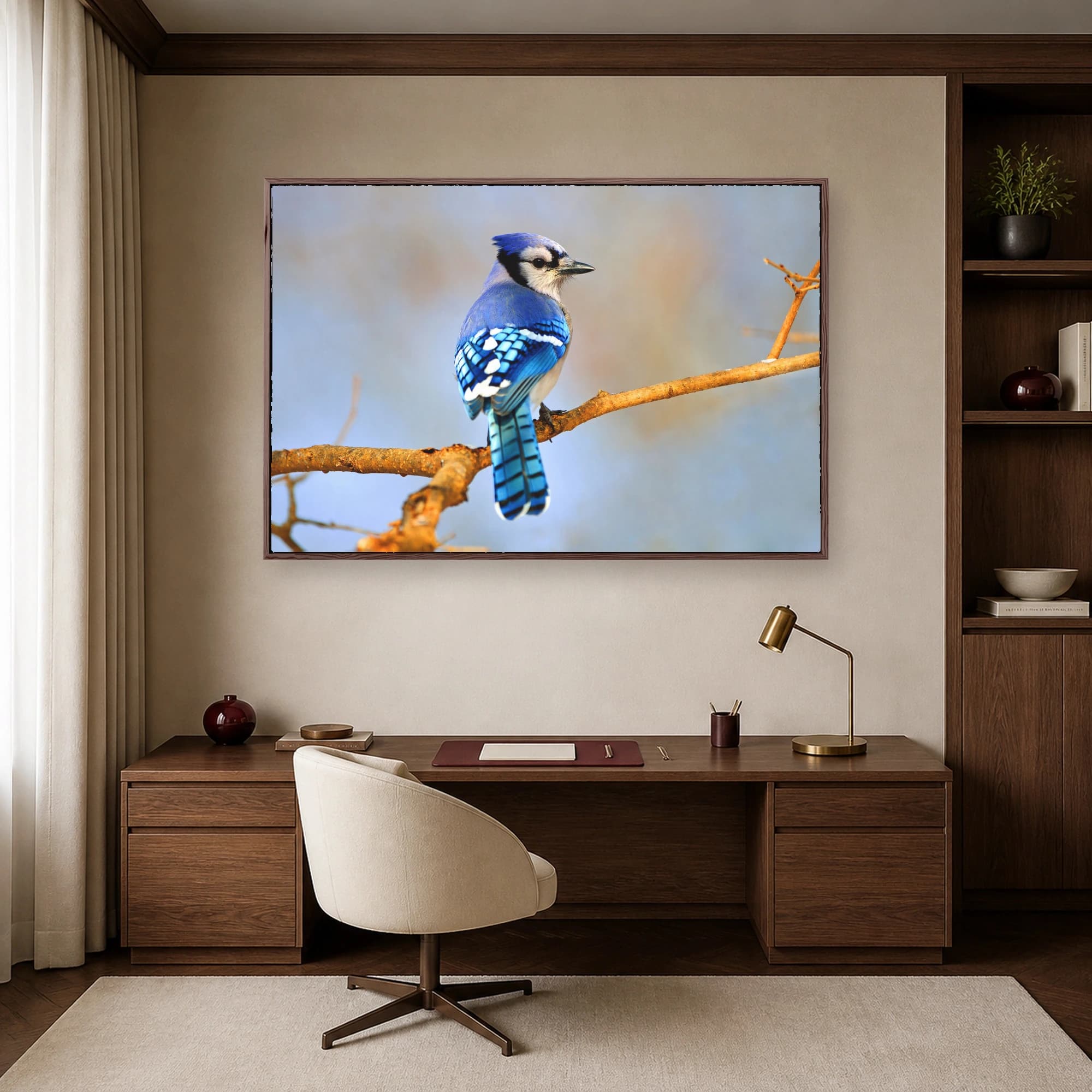 Blue Jay on Branch Wildlife Photography Print, view 6