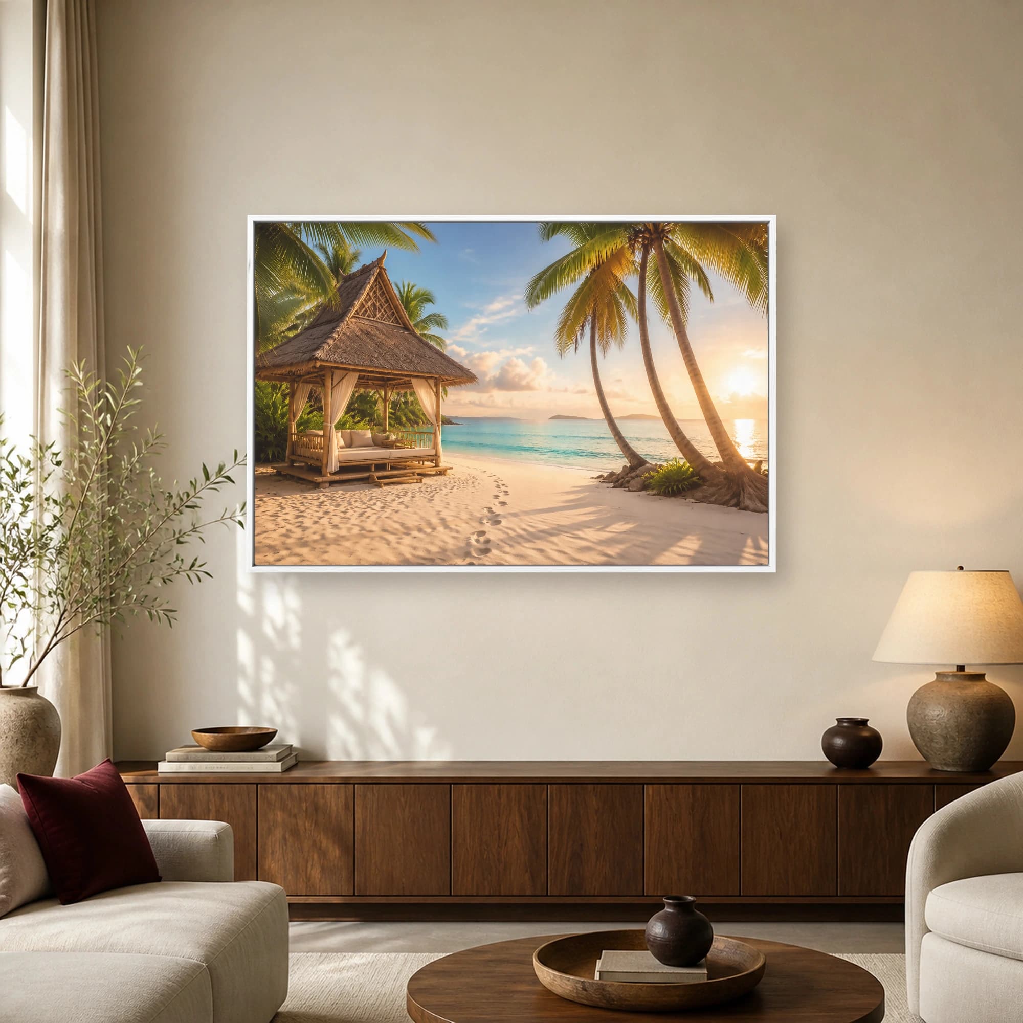 Tropical Sunset Beach Pavilion Wall Art, view 2
