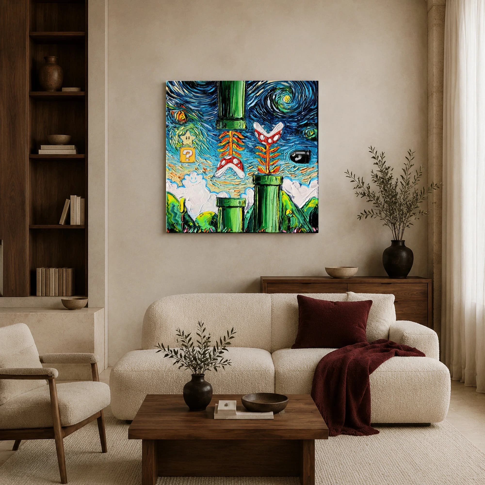 Starry Night Over The Mushroom Kingdom Canvas Print, view 4