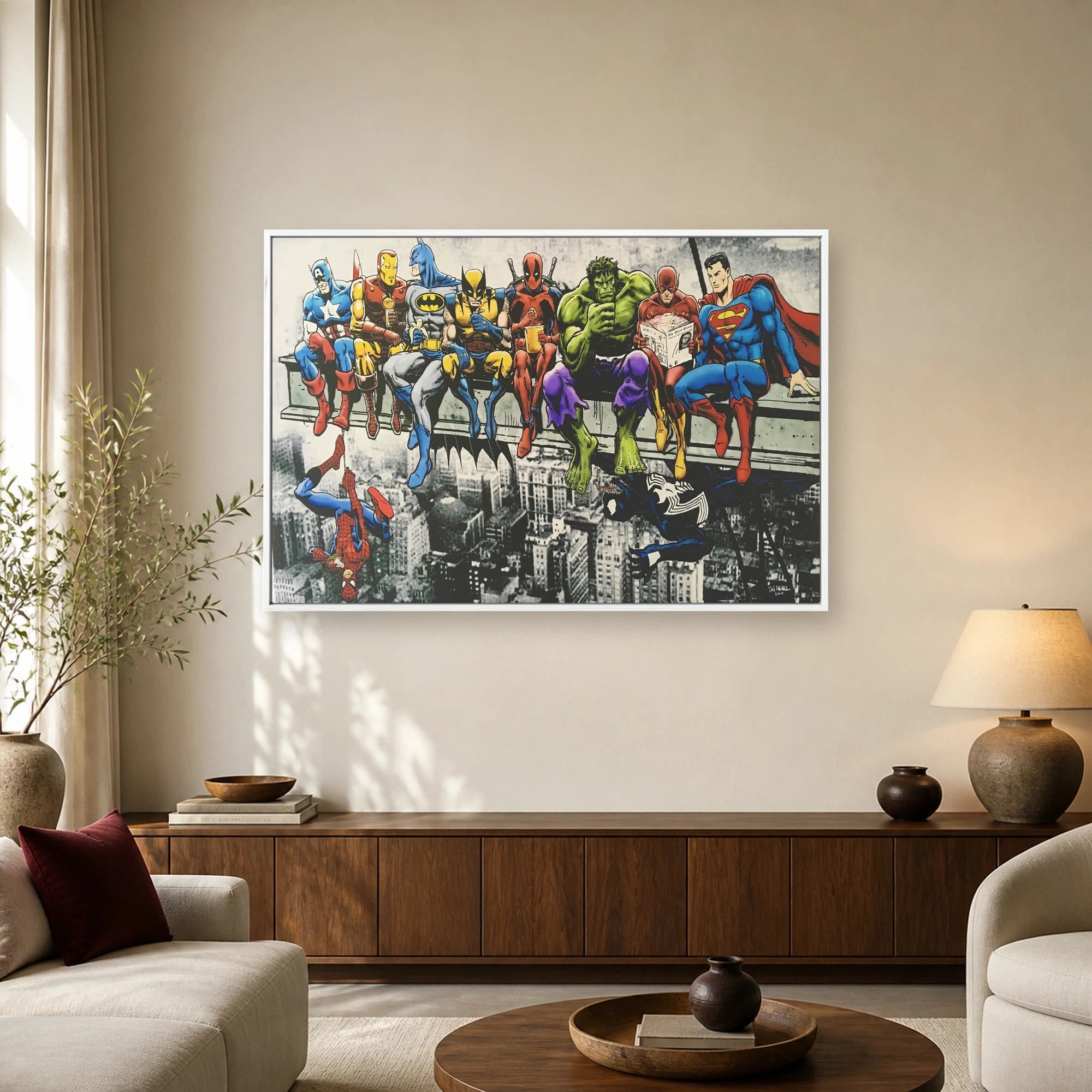 Superhero Lunch Parody Canvas Art Print, view 2