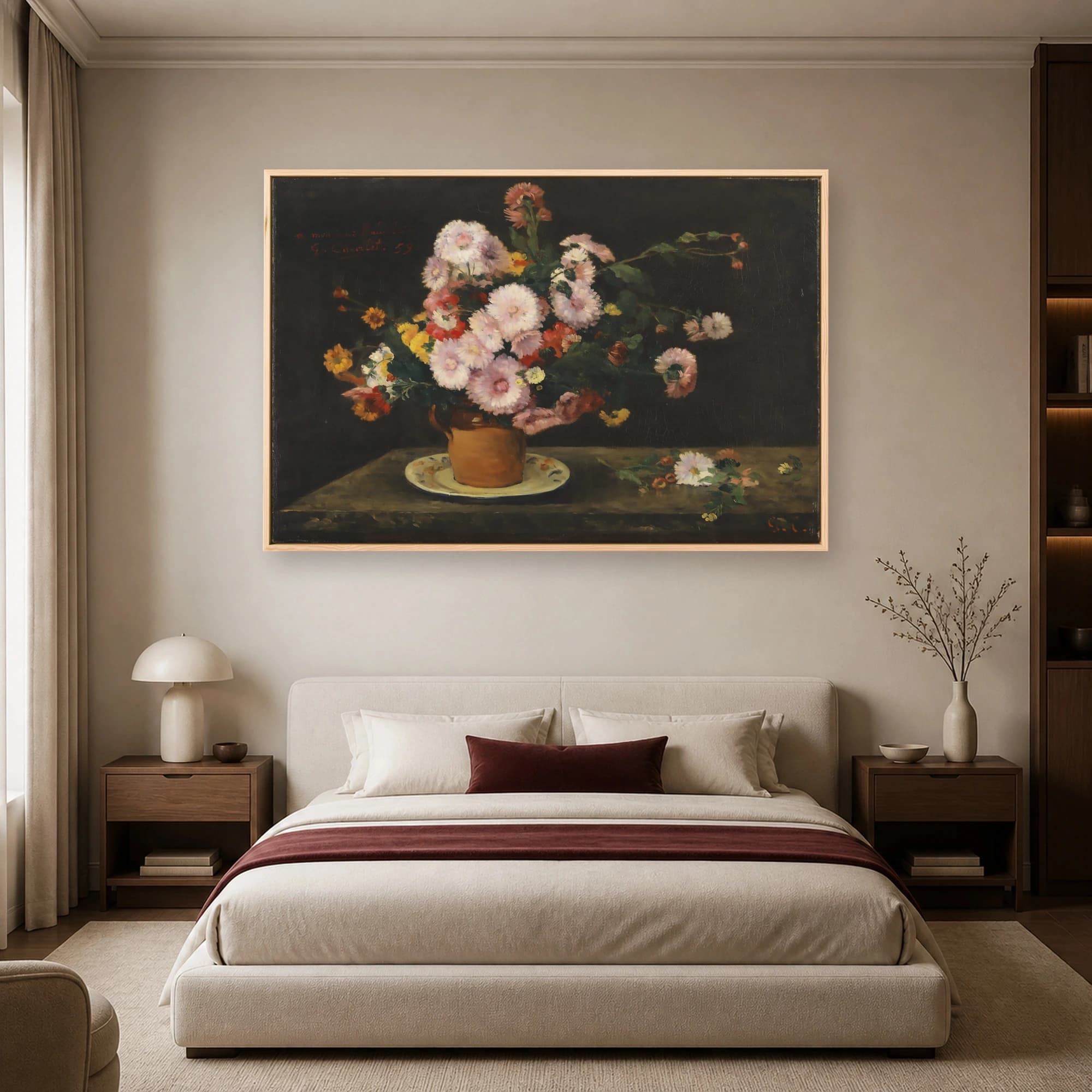 Gustave Courbet Bouquet of Chrysanthemums Fine Art Print, view 6