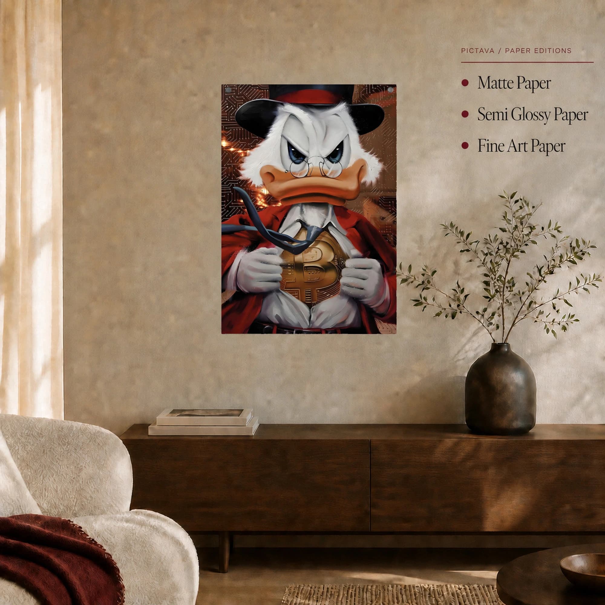 Crypto Tycoon Duck Canvas Print | Bitcoin Wall Art, view 3