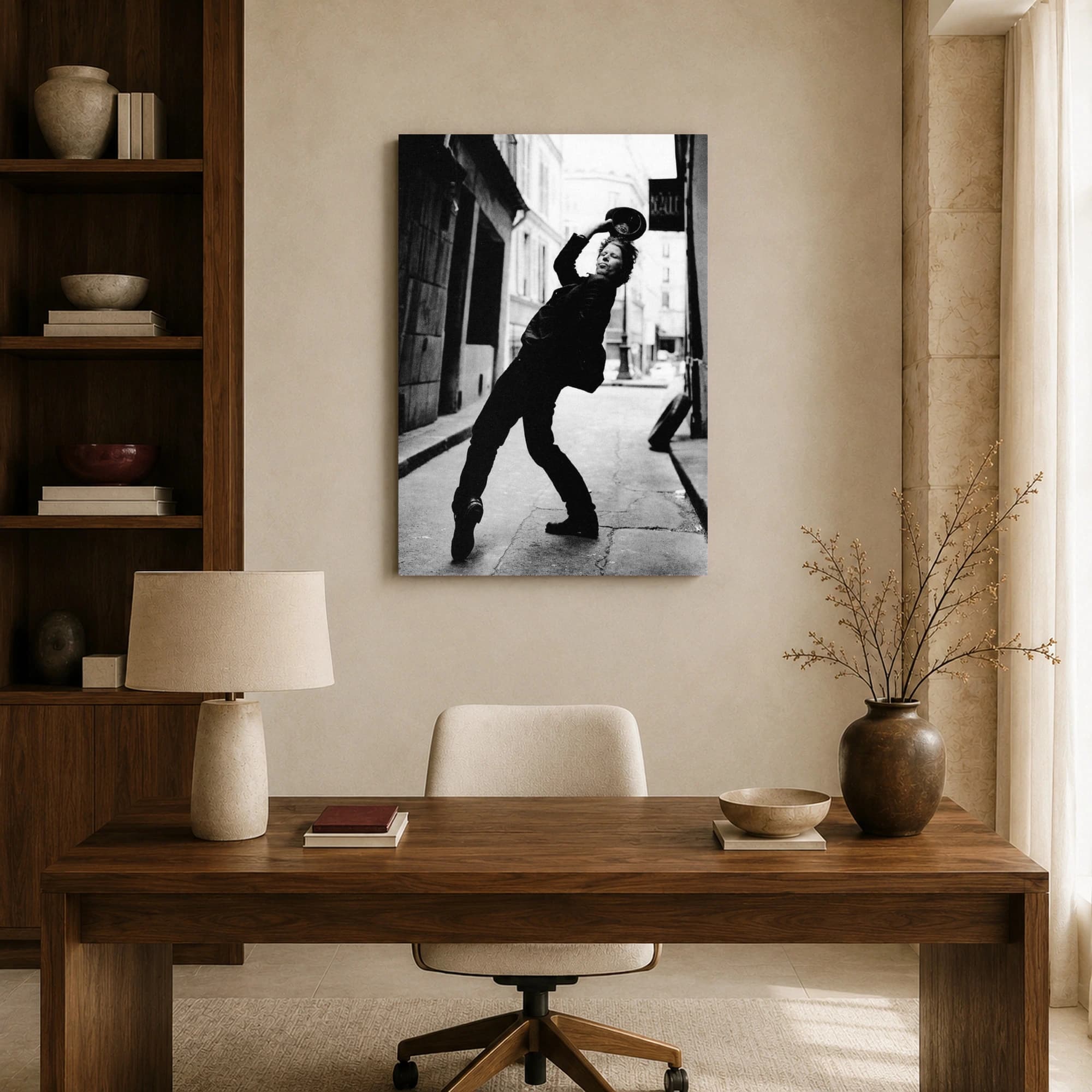Tom Waits Iconic Alleyway Lean Black and White Music Photography Print, view 8