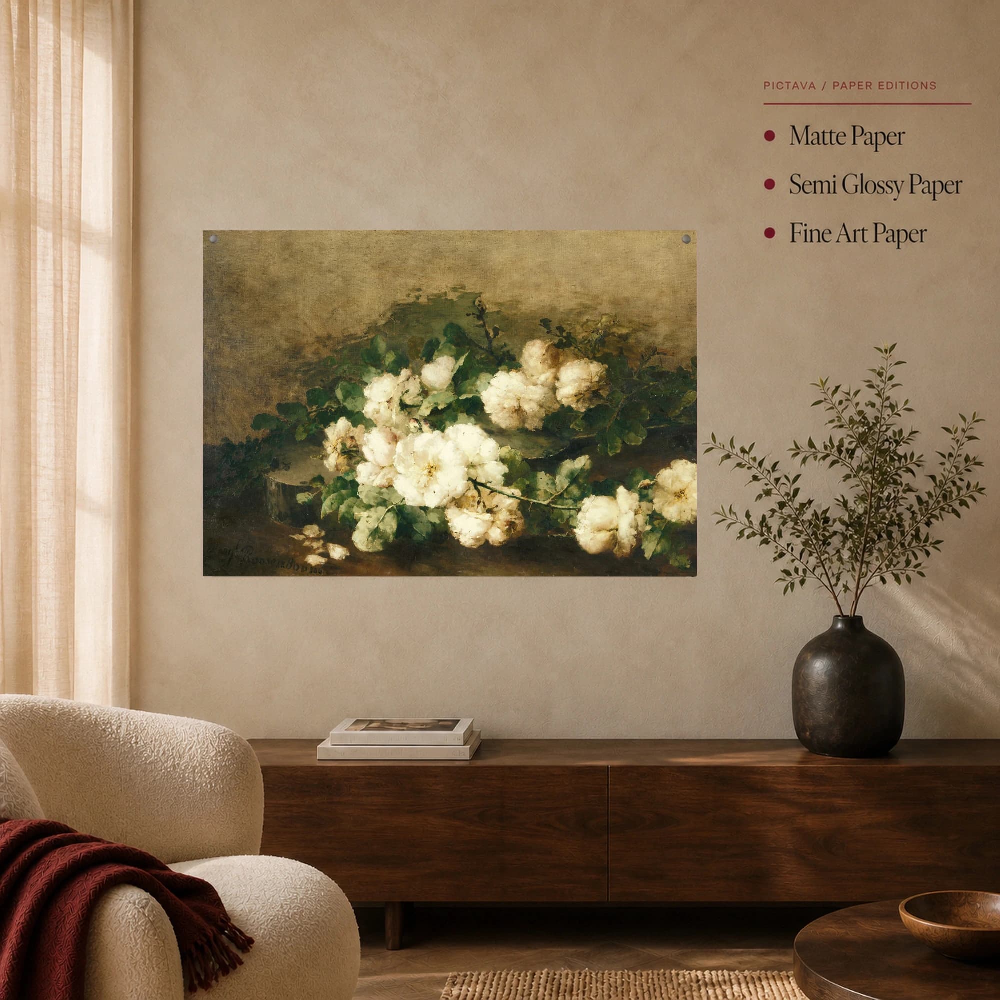 Still Life with White Roses Fine Art Print, view 4