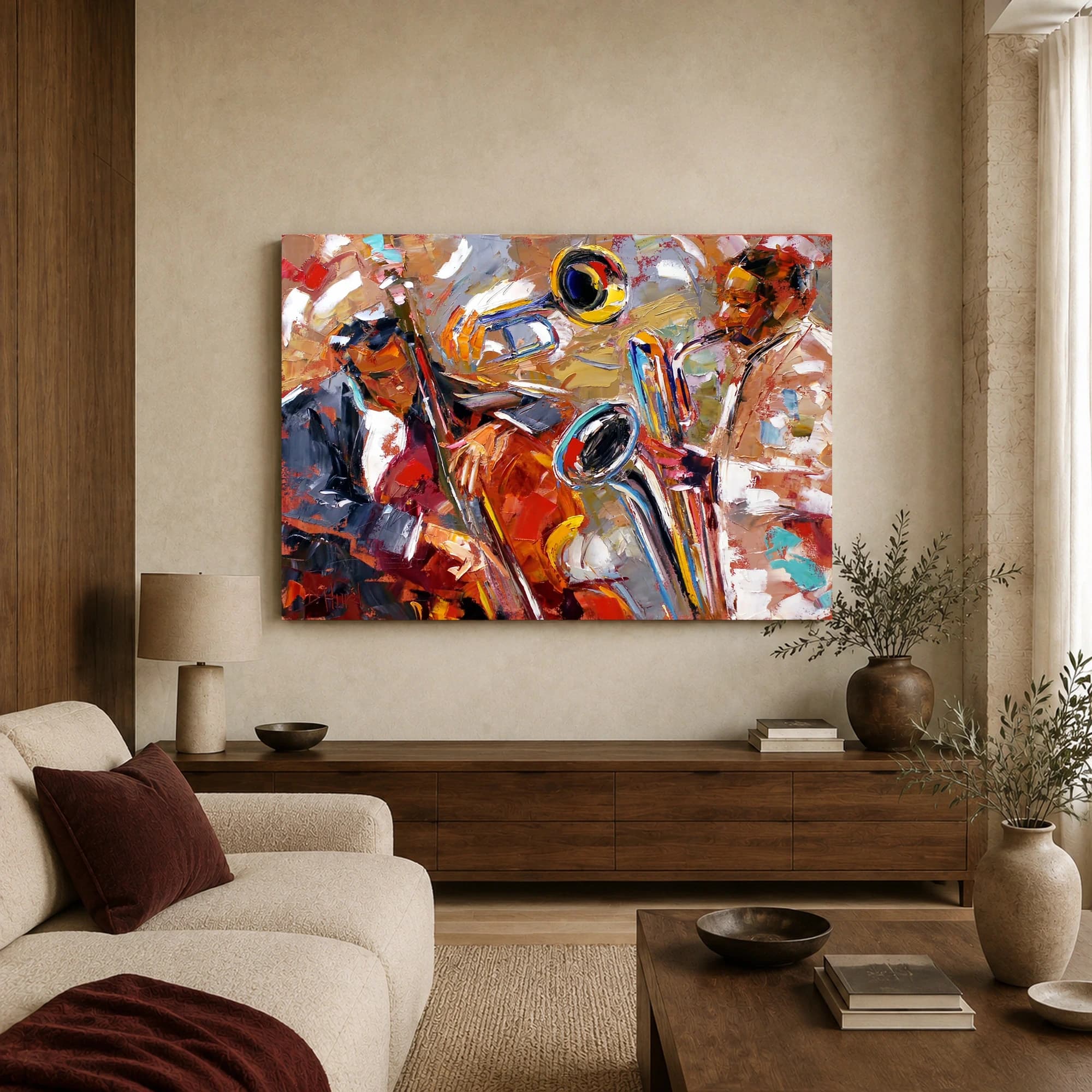 Textured Jazz Band Impasto Canvas Print, view 4
