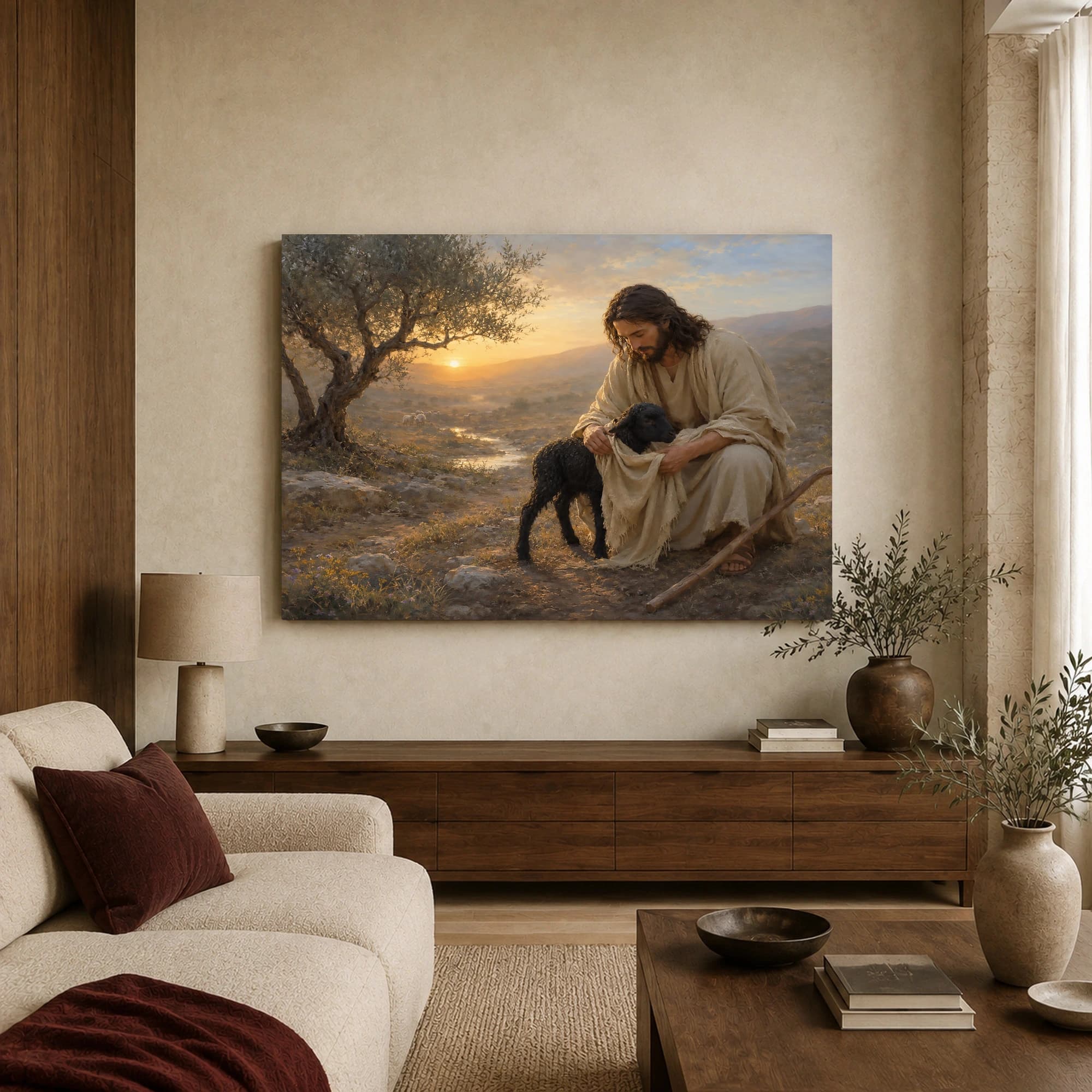 Jesus Christ the Good Shepherd Canvas Art Print, view 3