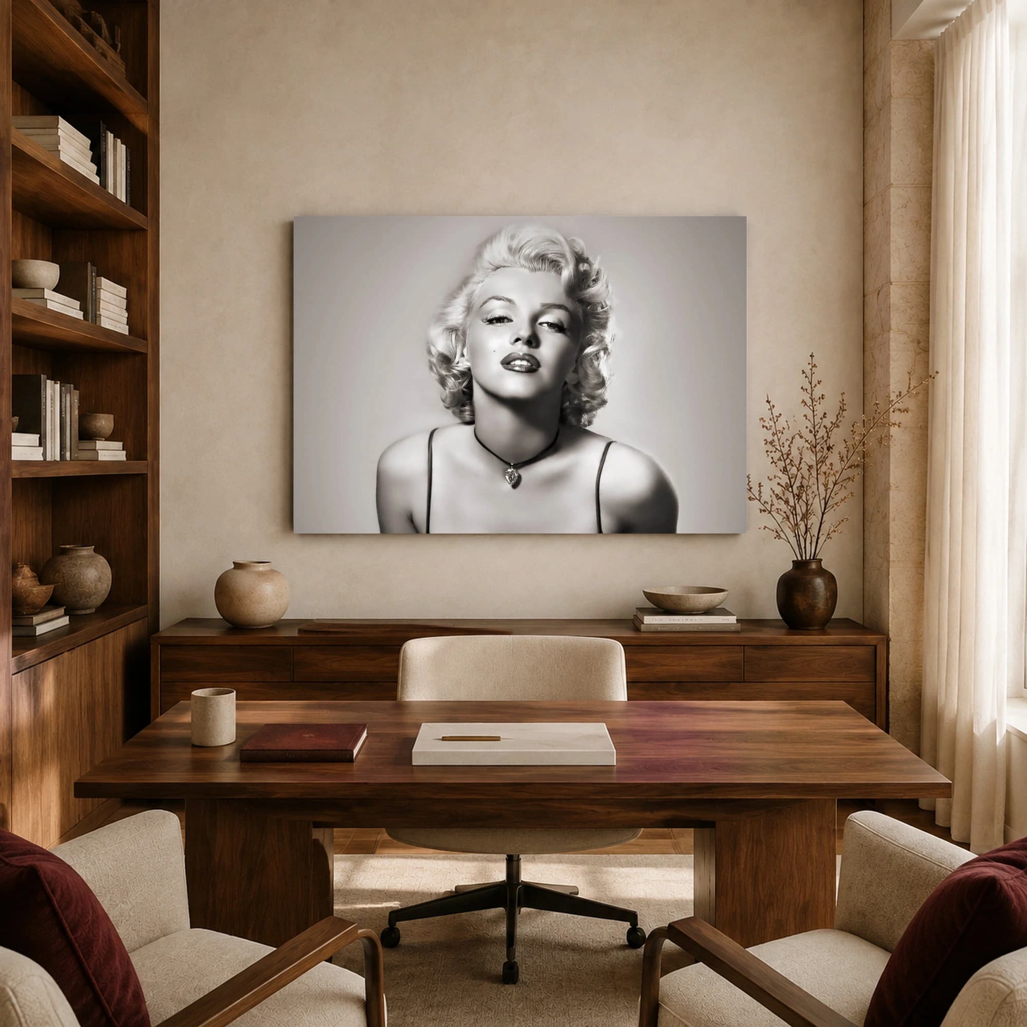 Classic Hollywood Glamour Icon Black and White Portrait Wall Art, view 8