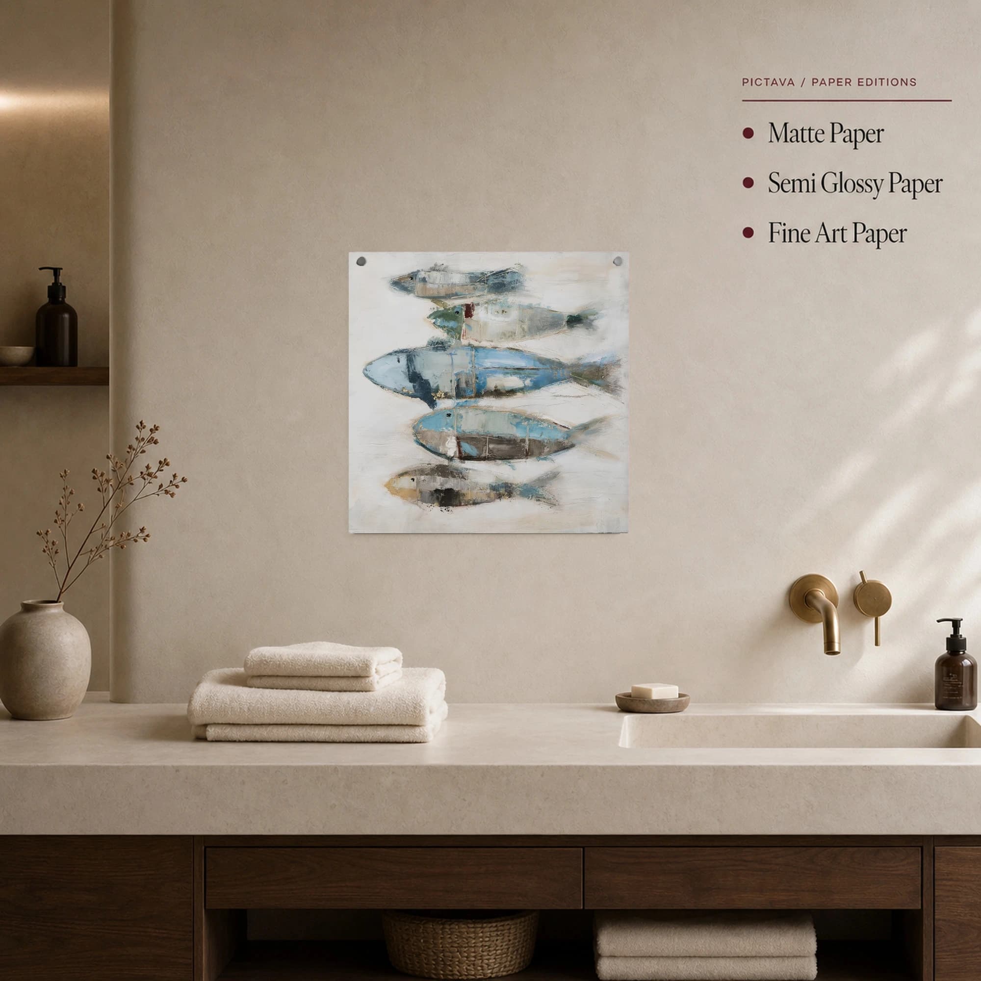 Stacked Coastal Fish Abstract Wall Art Canvas, view 4