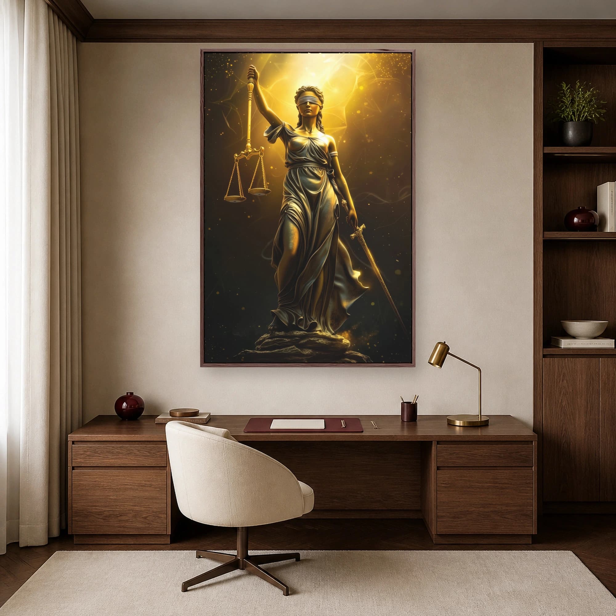 Golden Scales of Justice Lady Justice Wall Art, view 7