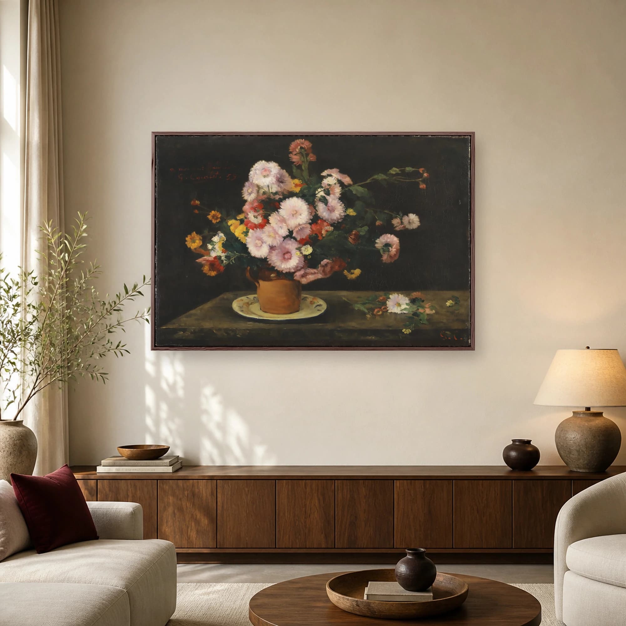 Gustave Courbet Bouquet of Chrysanthemums Fine Art Print, view 2