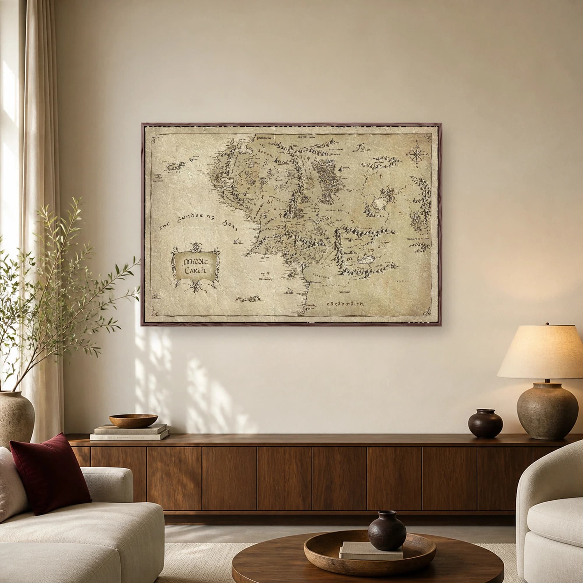 Middle Earth Map Fantasy Art Print, view 2